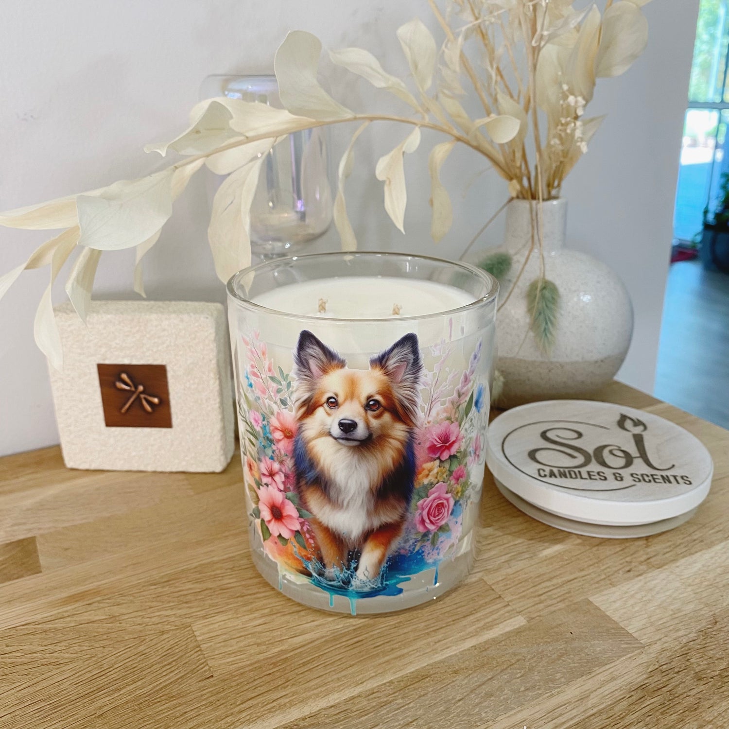 Chihuahua Dog Floral Xlarge Candle_Made in Australia_Refillable
