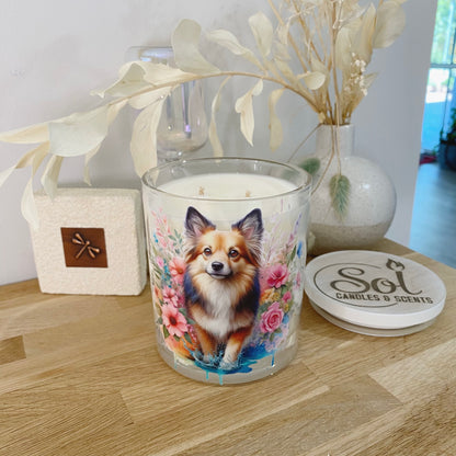 Chihuahua Dog Floral Xlarge Candle_Made in Australia_Refillable