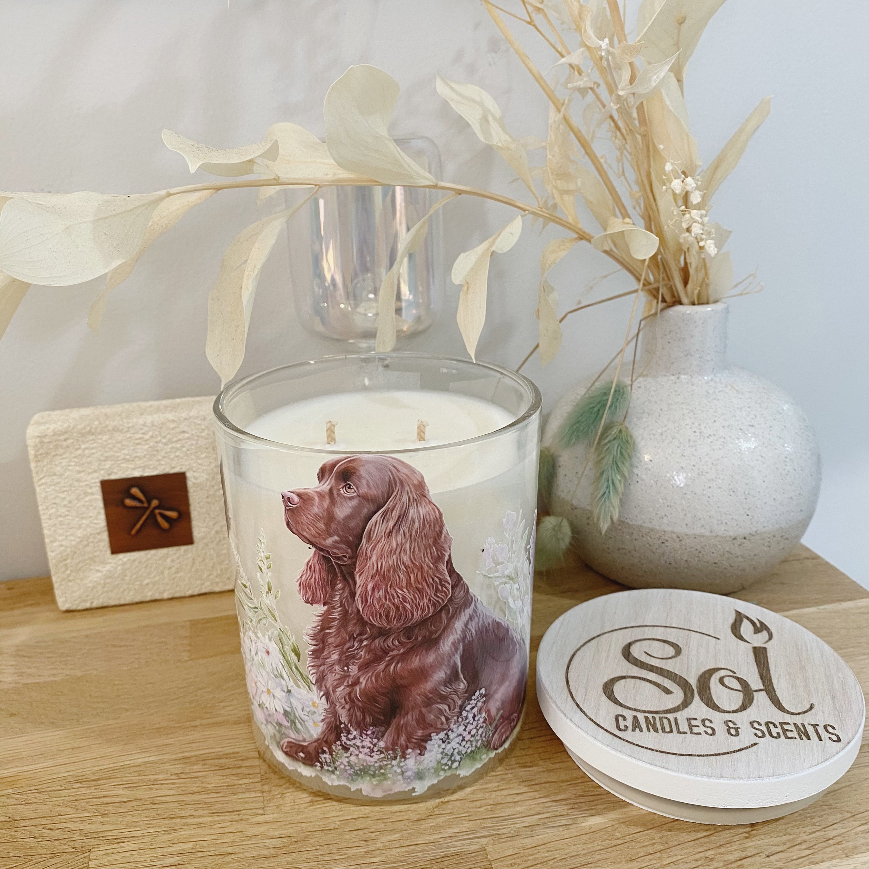 Cocker Spaniel Chocolate Floral Xlarge Candle