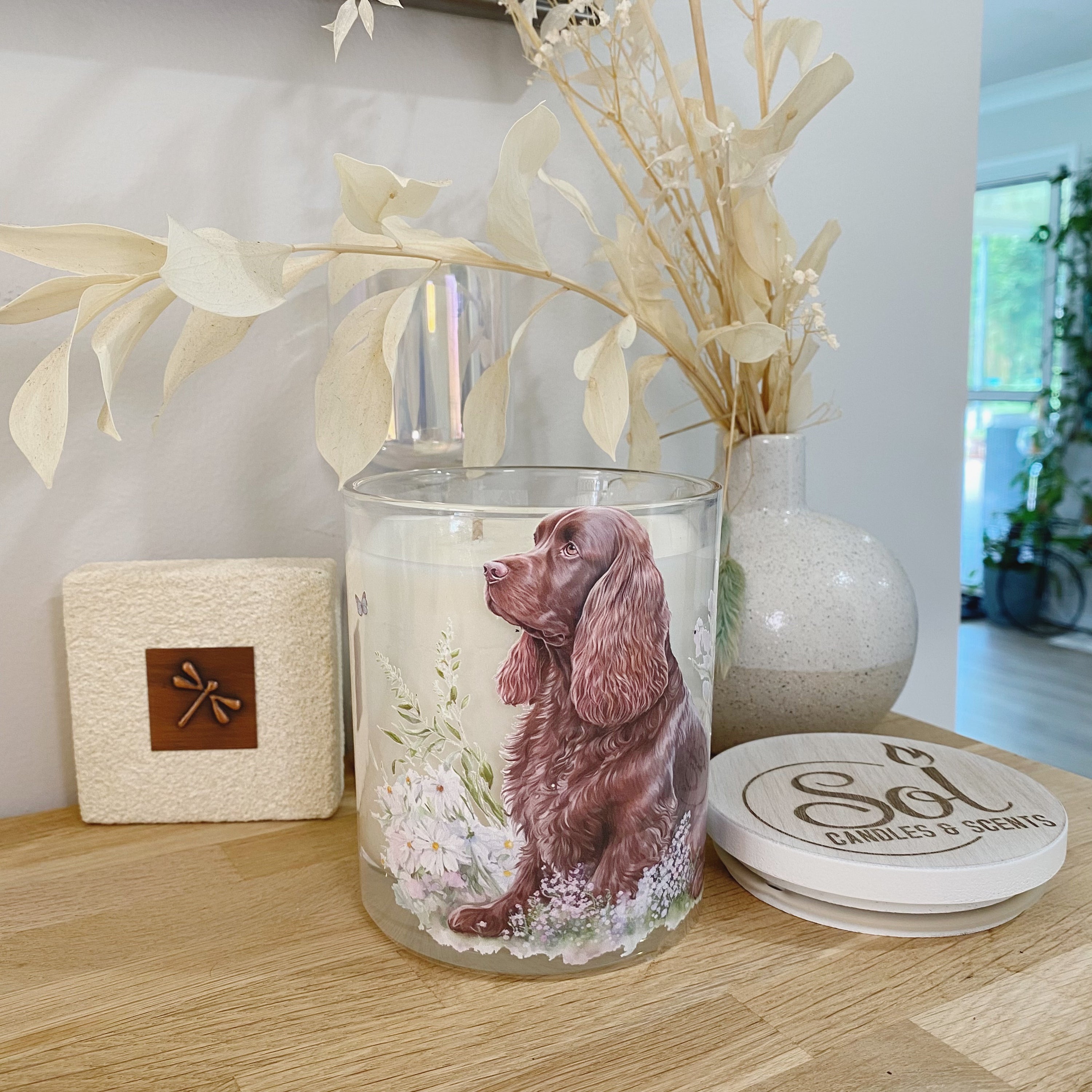 Cocker Spaniel Chocolate Floral Xlarge Candle