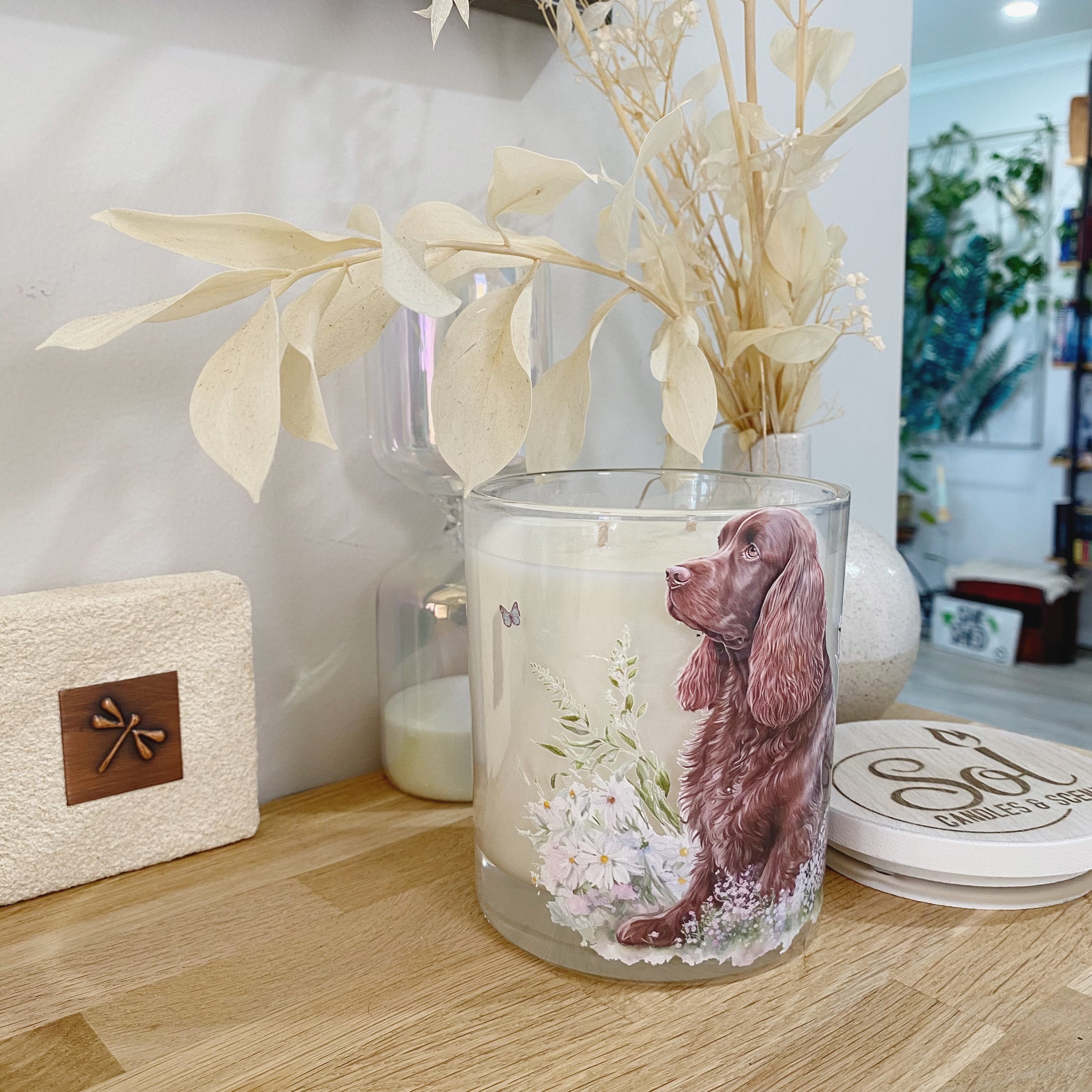 Cocker Spaniel Chocolate Floral Xlarge Candle