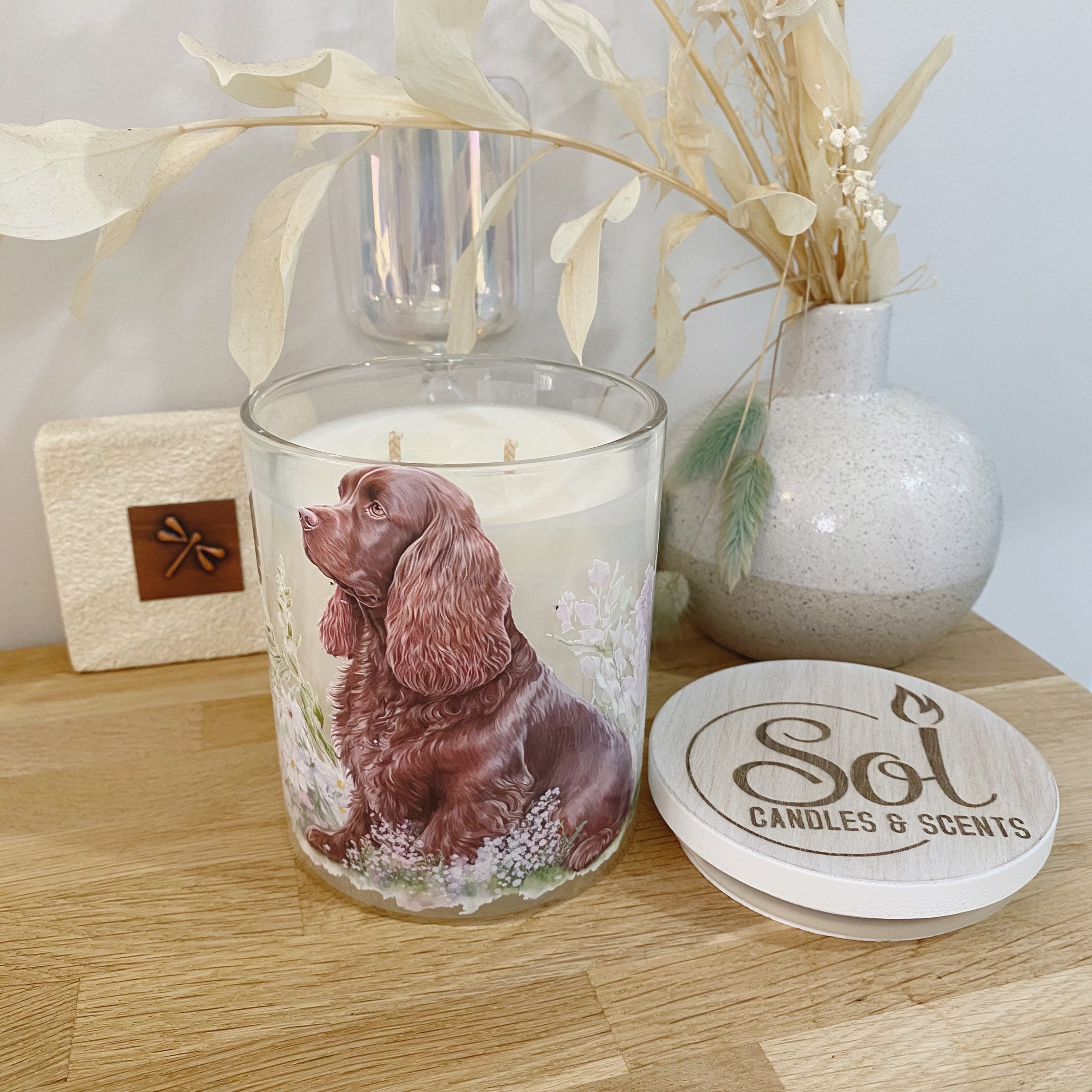 Cocker Spaniel Chocolate Floral Xlarge Candle