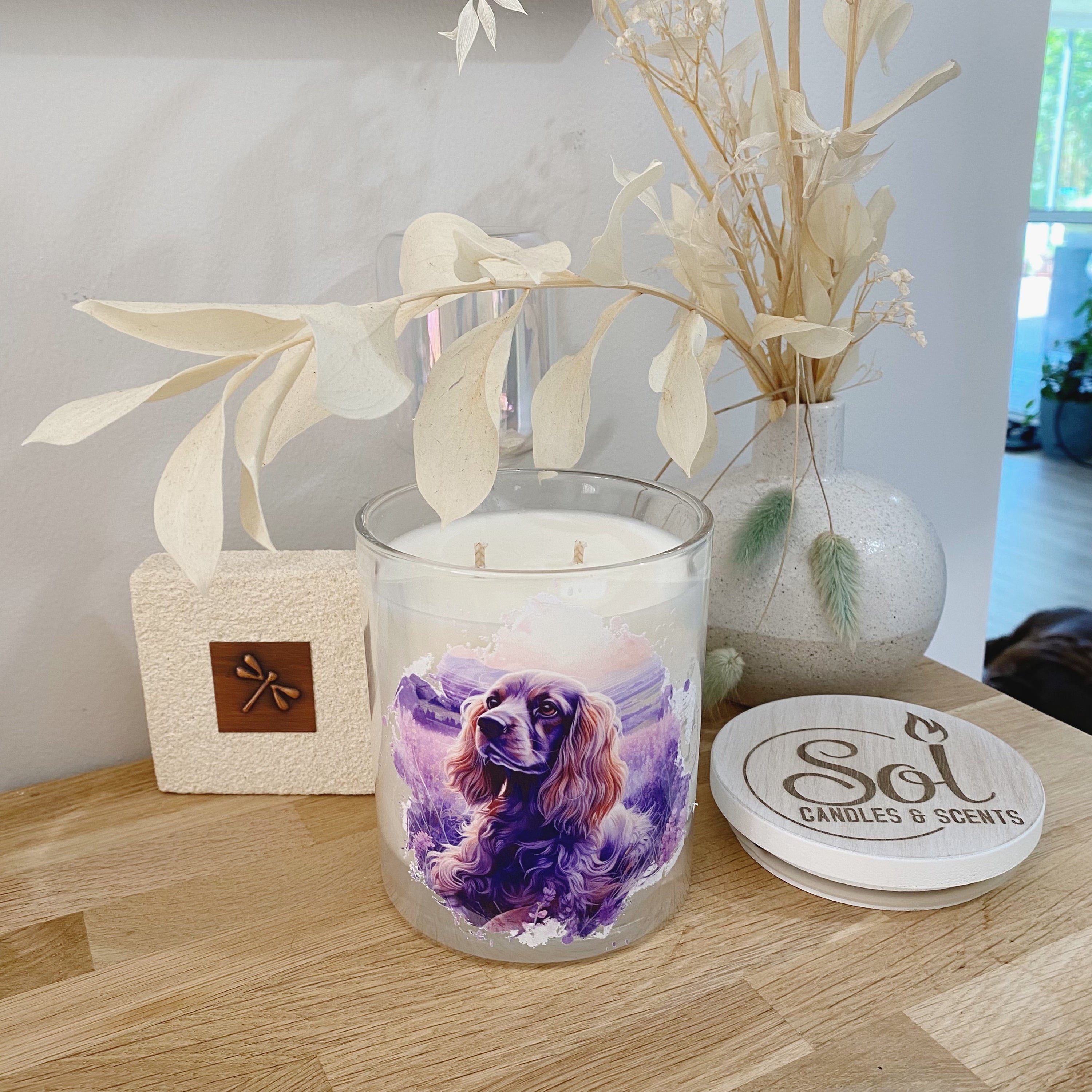 Cocker Spaniel Lavender Fields Xlarge Candle