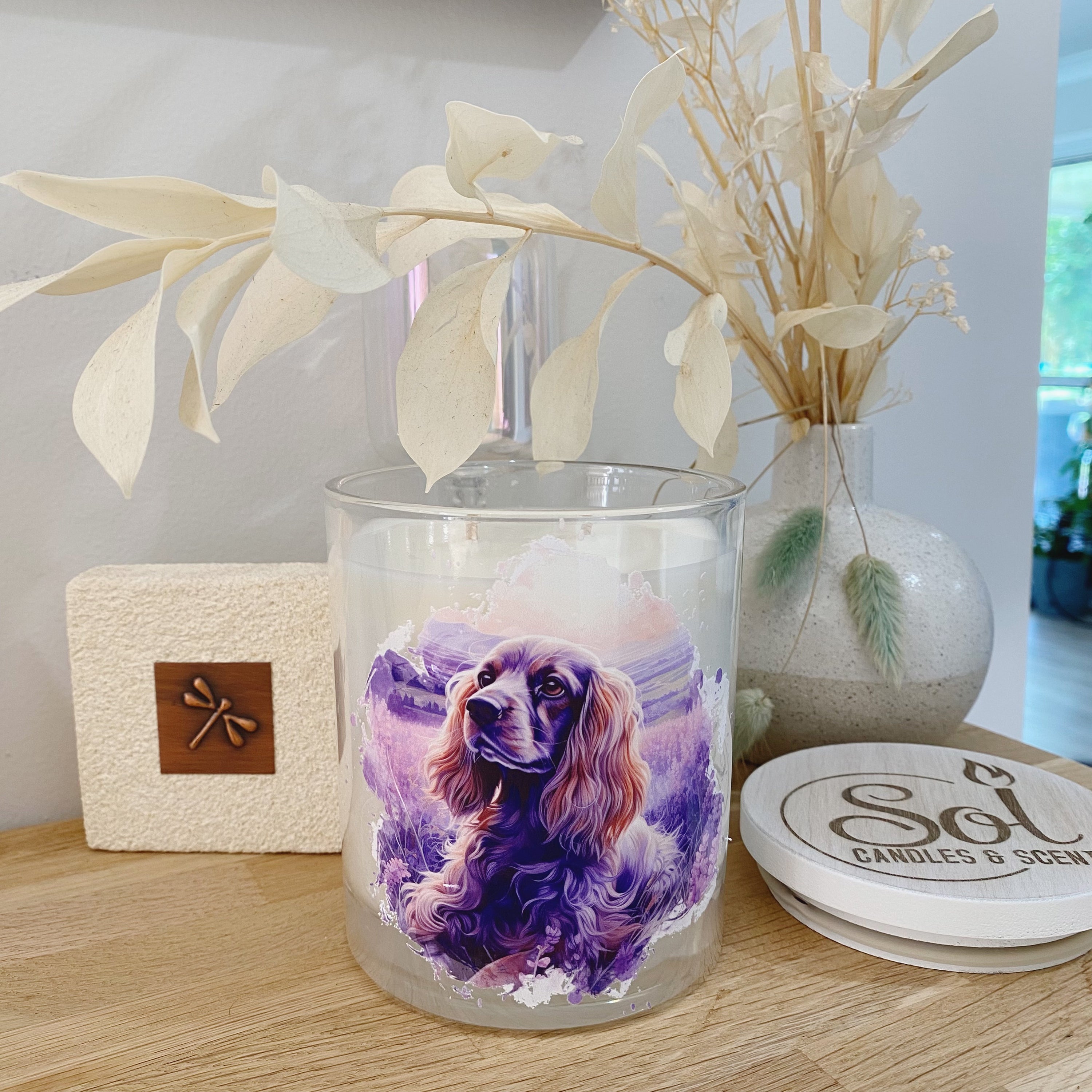 Cocker Spaniel Lavender Fields Xlarge Candle