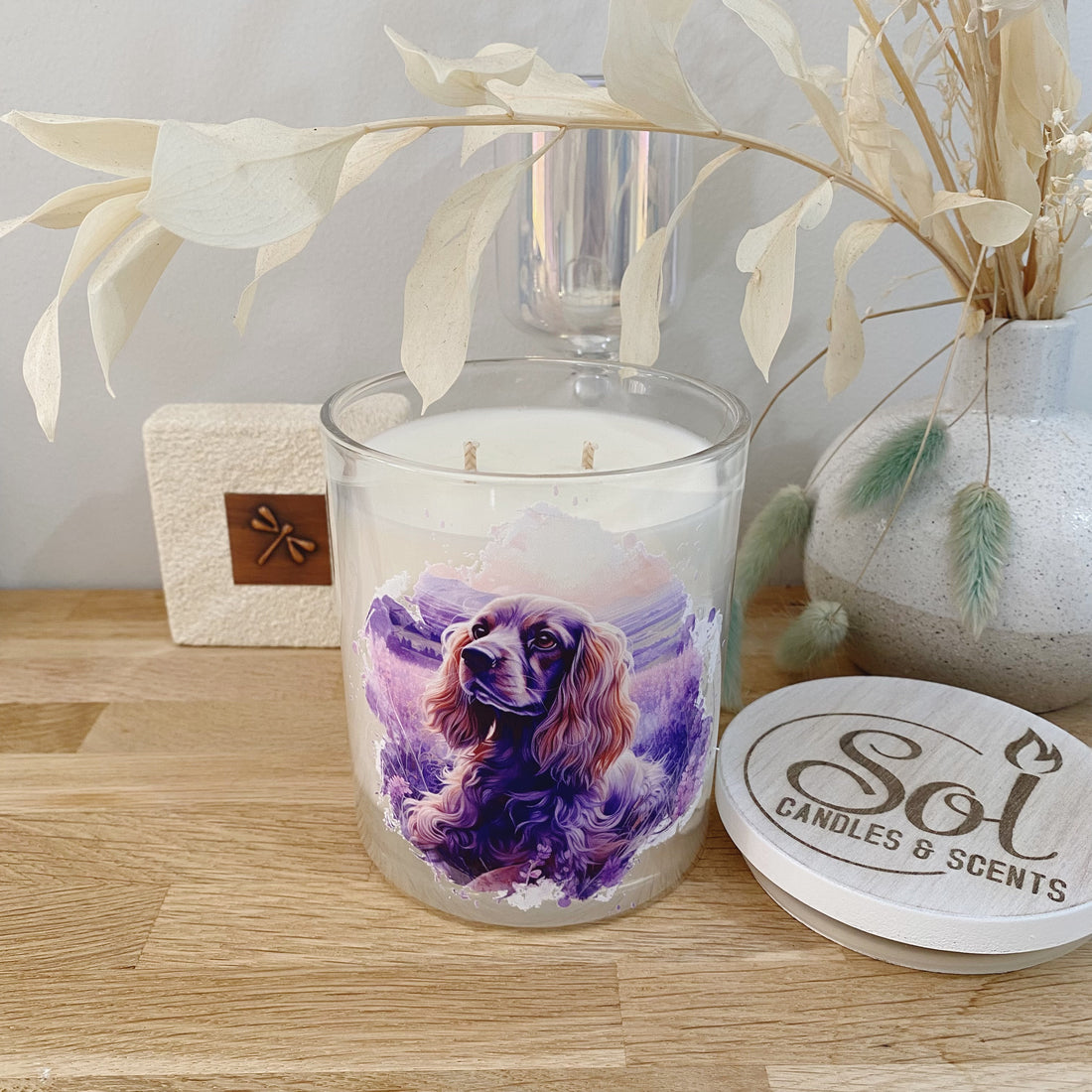 Cocker Spaniel Lavender Fields Xlarge Candle
