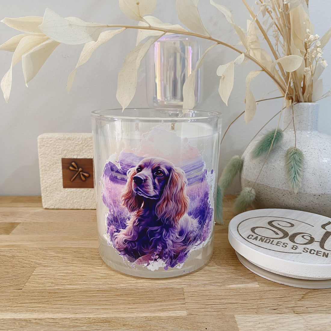 Cocker Spaniel Lavender Fields Xlarge Candle_Sol Candles &amp; Scents