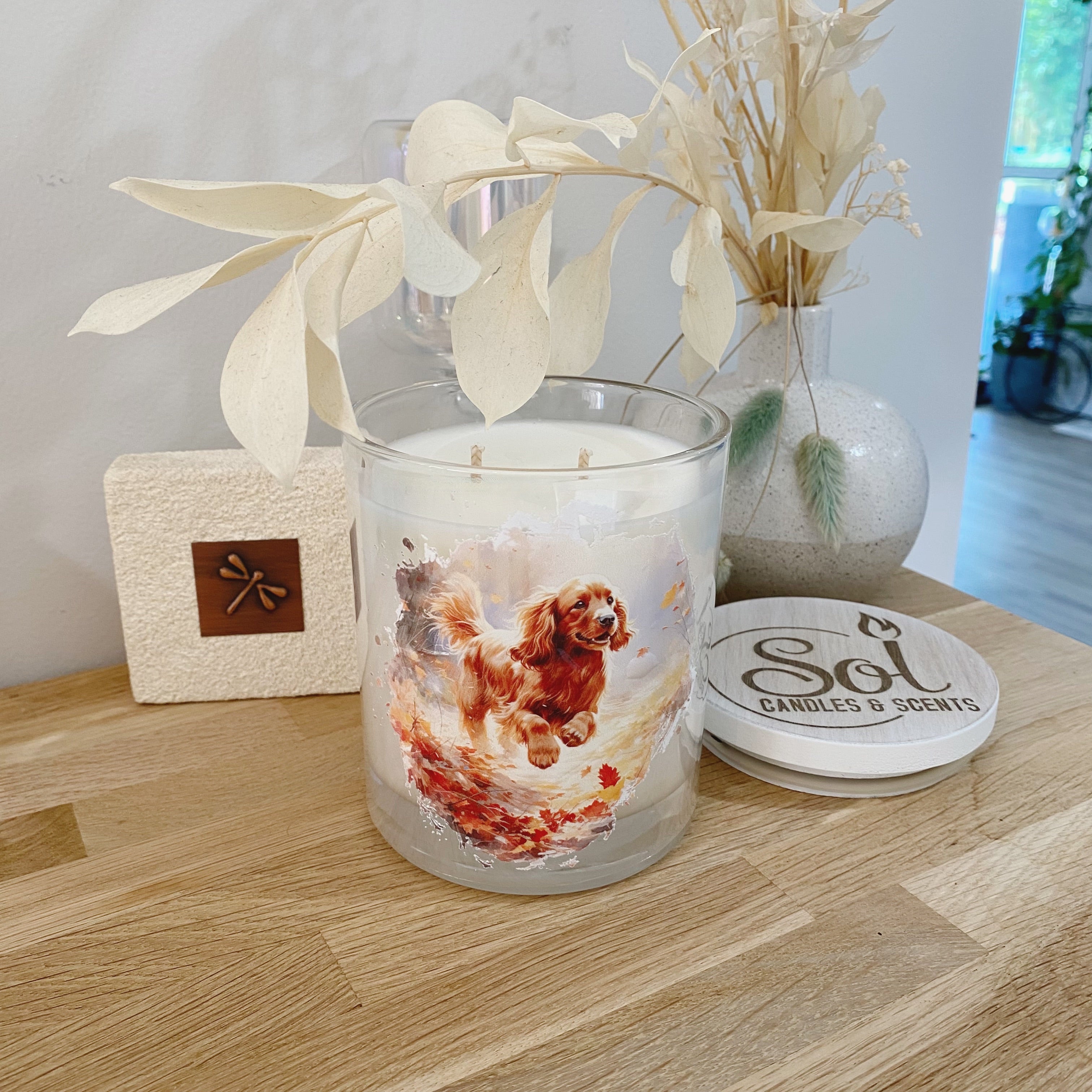 Cocker Spaniel Leaves Xlarge Candle