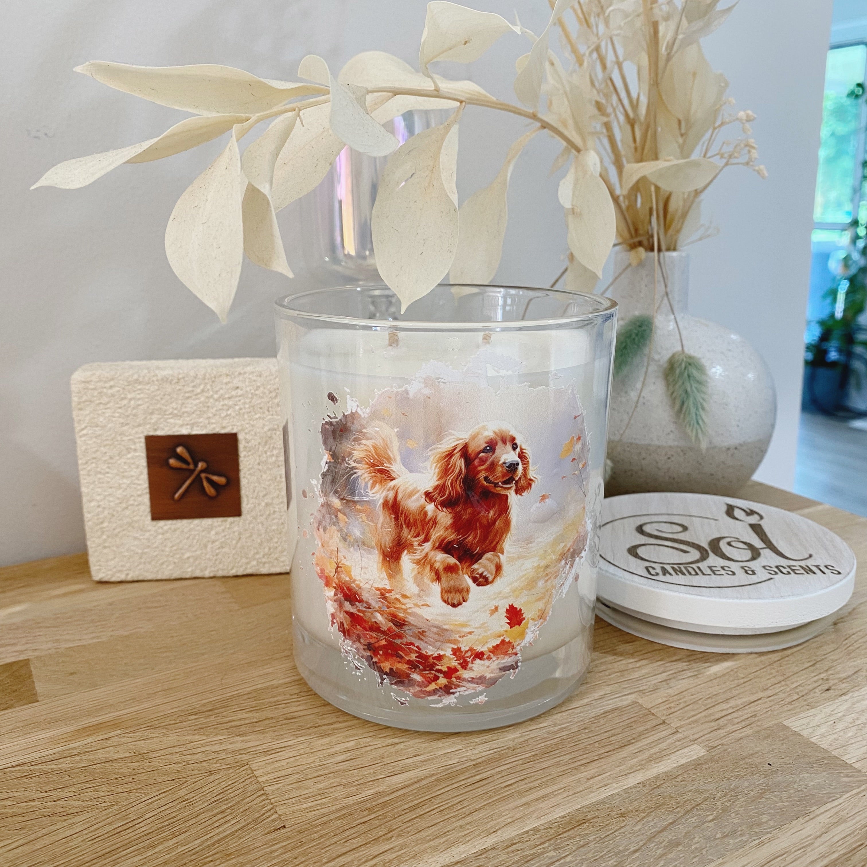 Cocker Spaniel Leaves Xlarge Candle_Sol Candles &amp; Scents