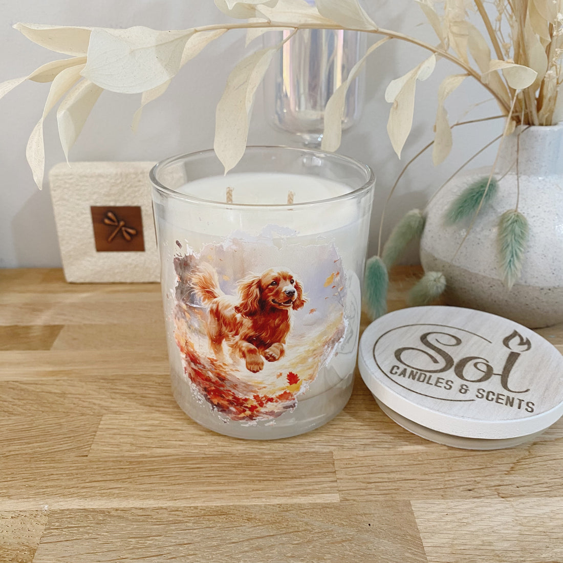 Cocker Spaniel Leaves Xlarge Candle