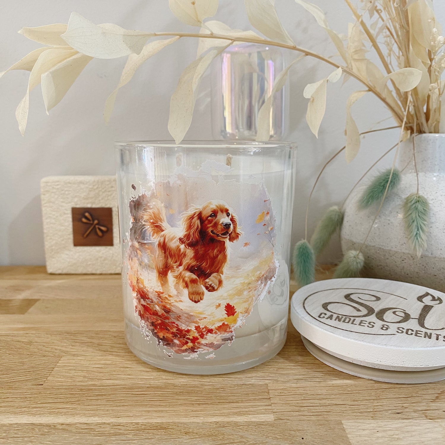 Cocker Spaniel Leaves Xlarge Candle