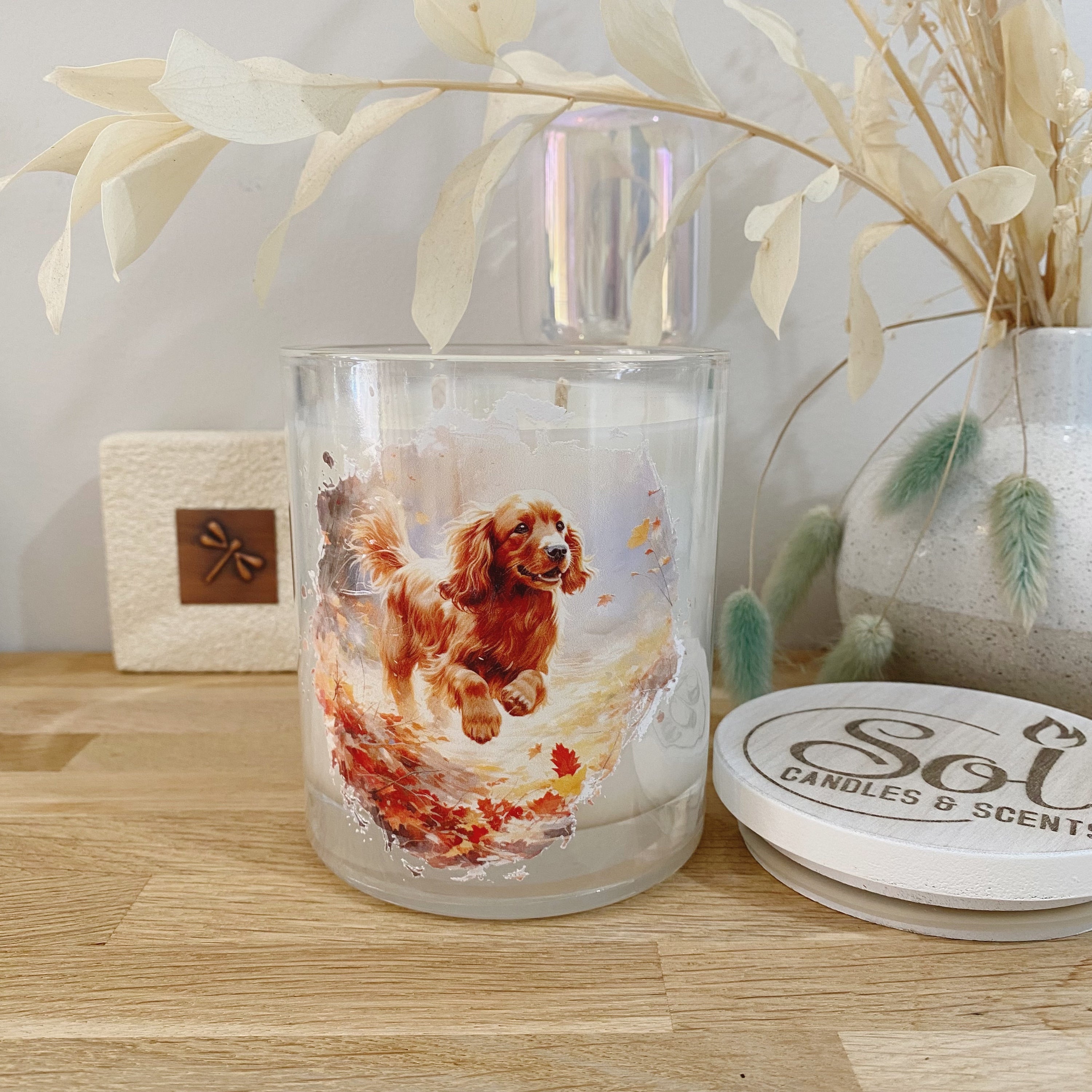 Cocker Spaniel Leaves Xlarge Candle