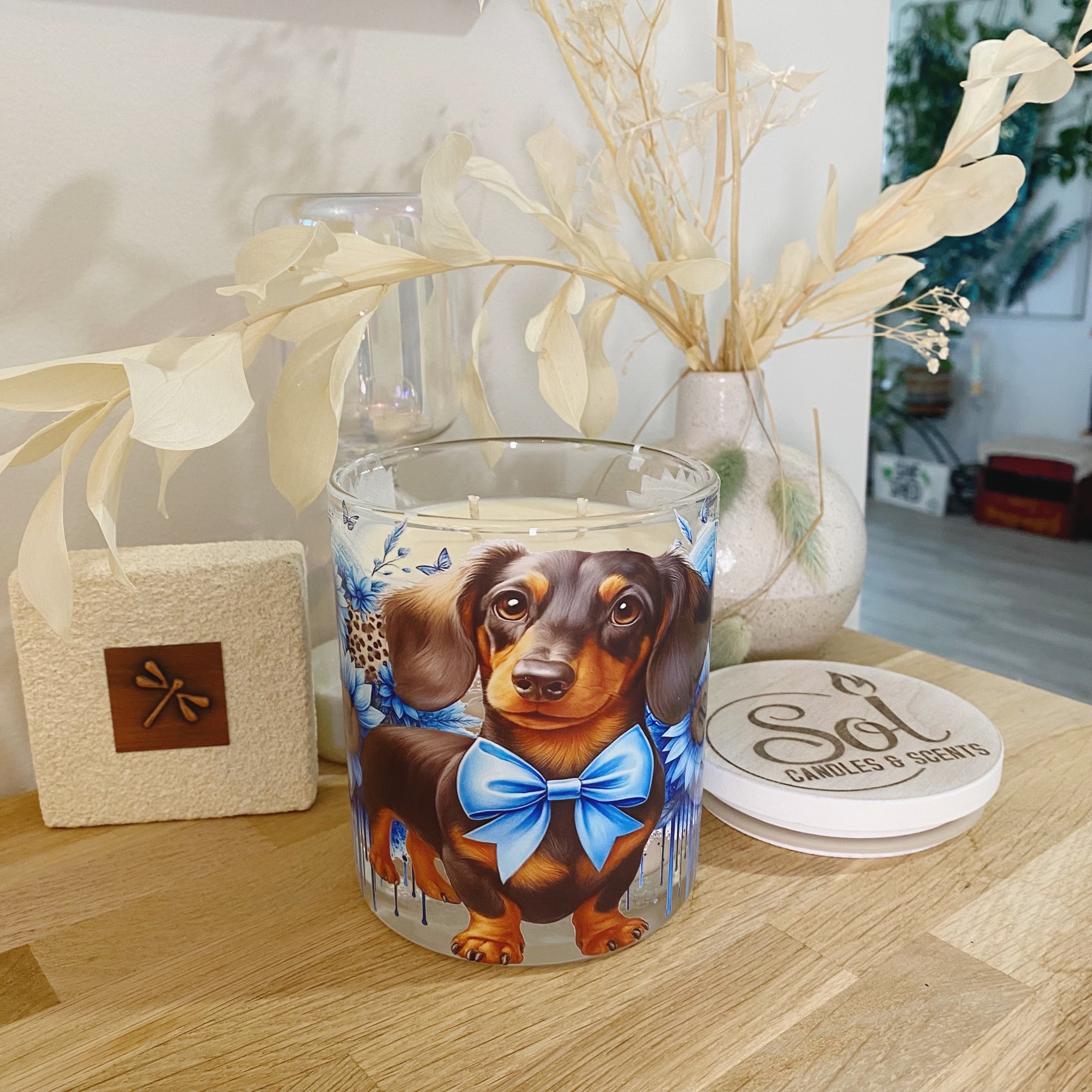 Dachshund Blue Xlarge Candle
