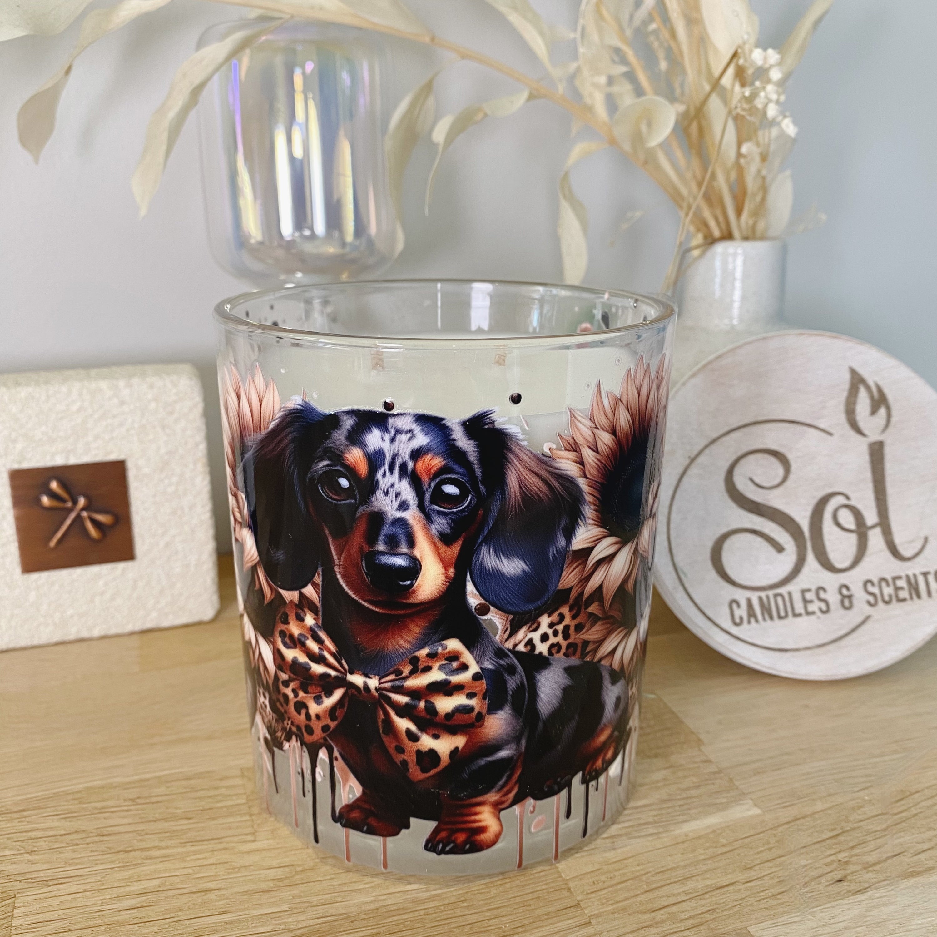 Dachshund Dog Leopard Sunflower_Sol Candles &amp; Scents