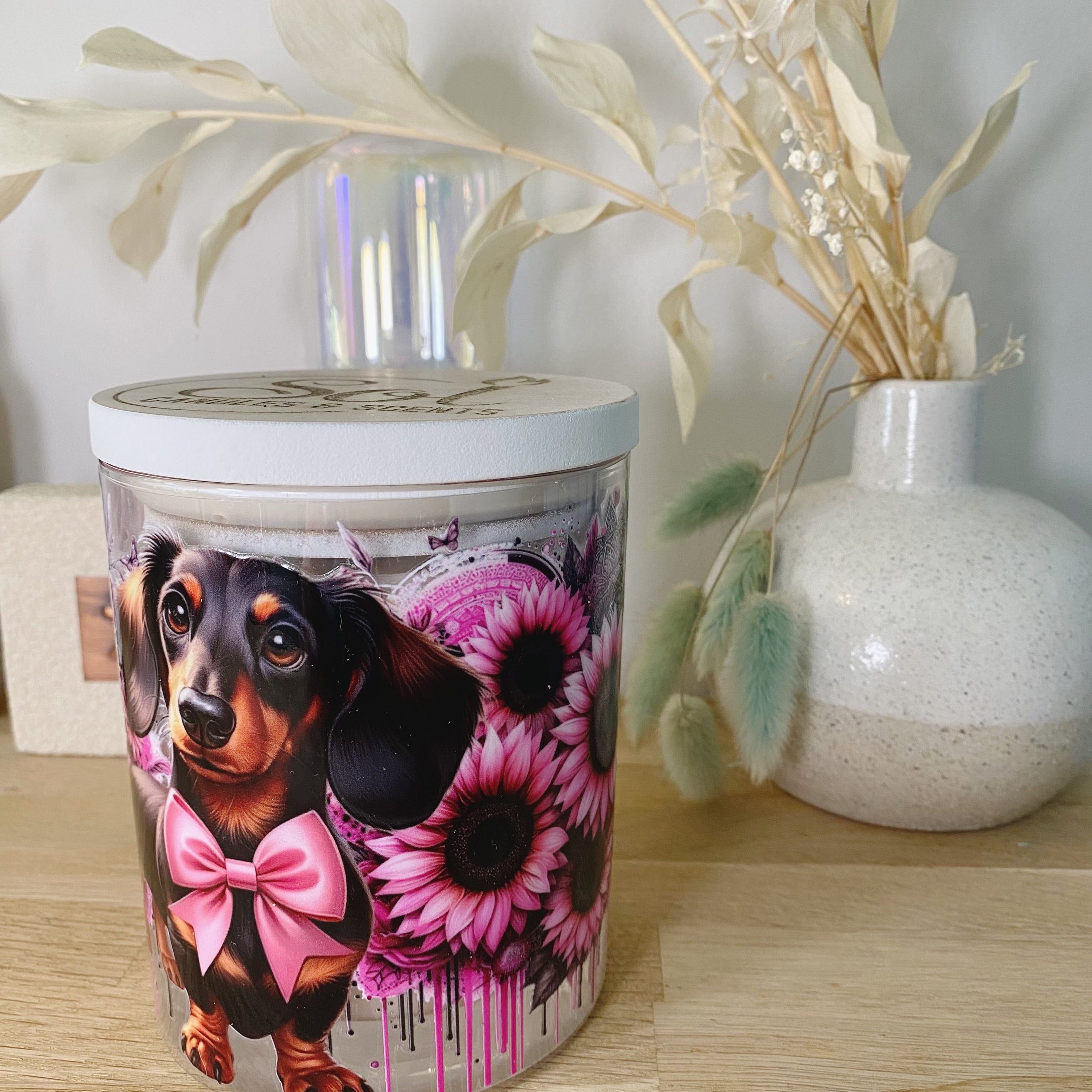 Dachshund Pink Xlarge Candle