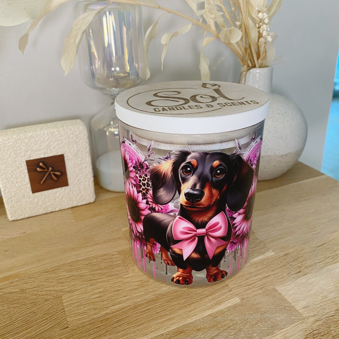 Dachshund Pink Xlarge Candle