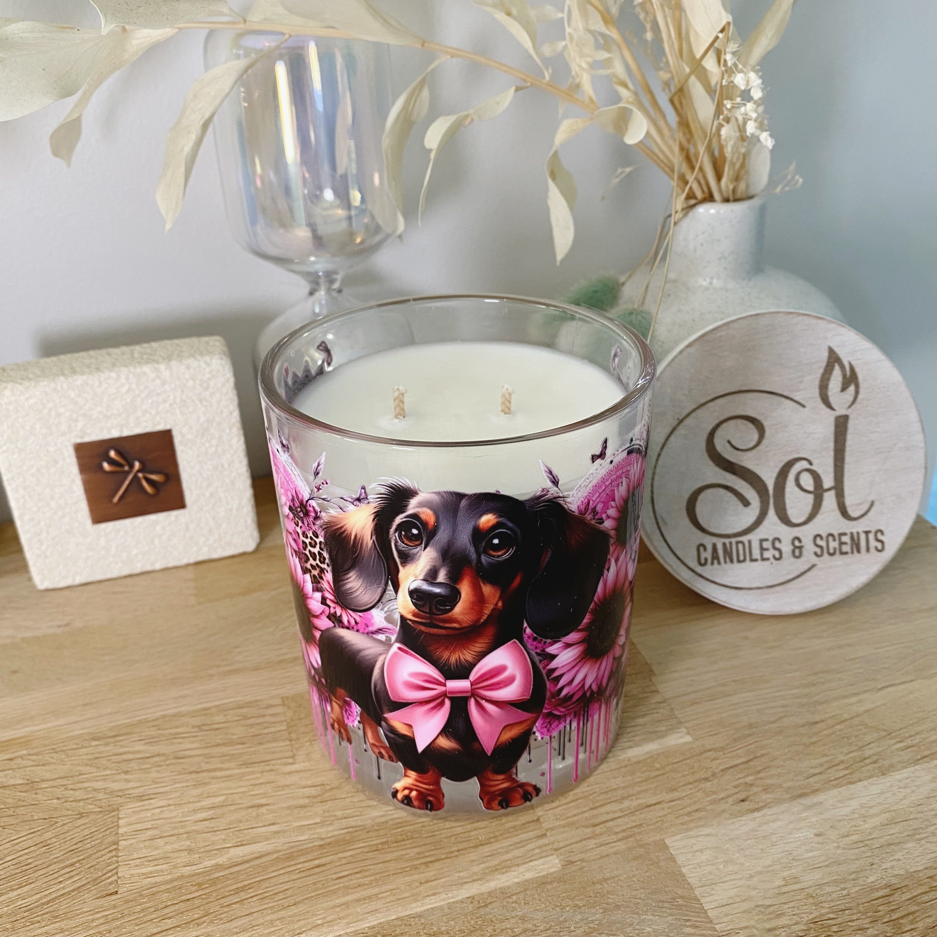 Dachshund Pink Xlarge Candle