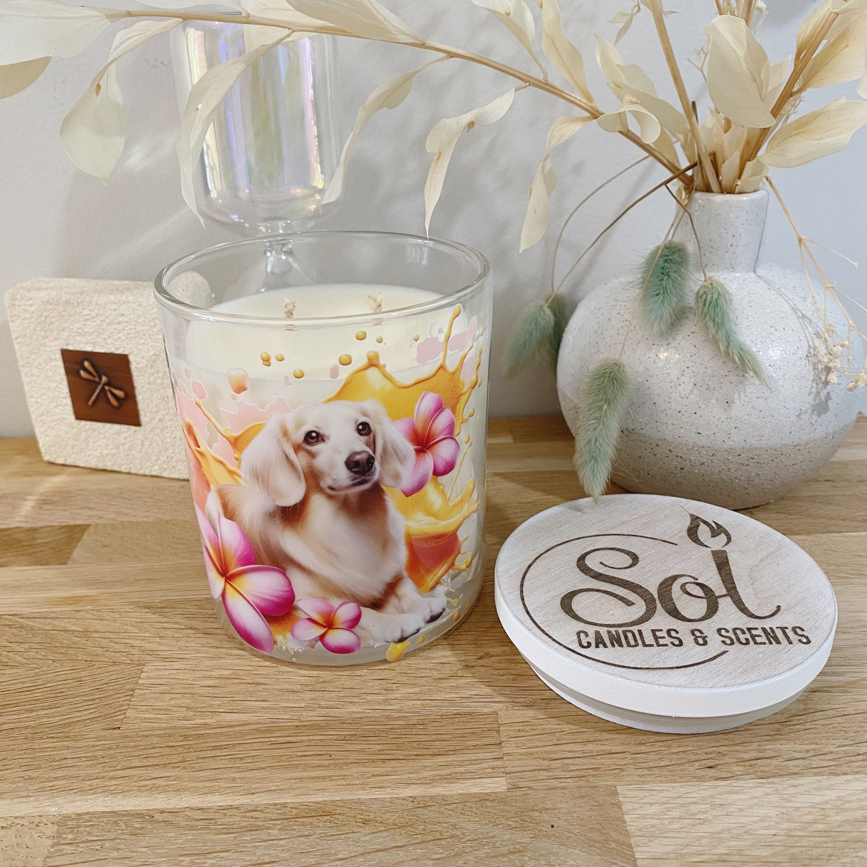 Dachshund Long Haired Cream Xlarge Candle_Refillable