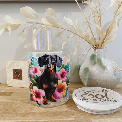 Dachshund Smooth Black Tan Xlarge Candle_Refillable_Hibiscus