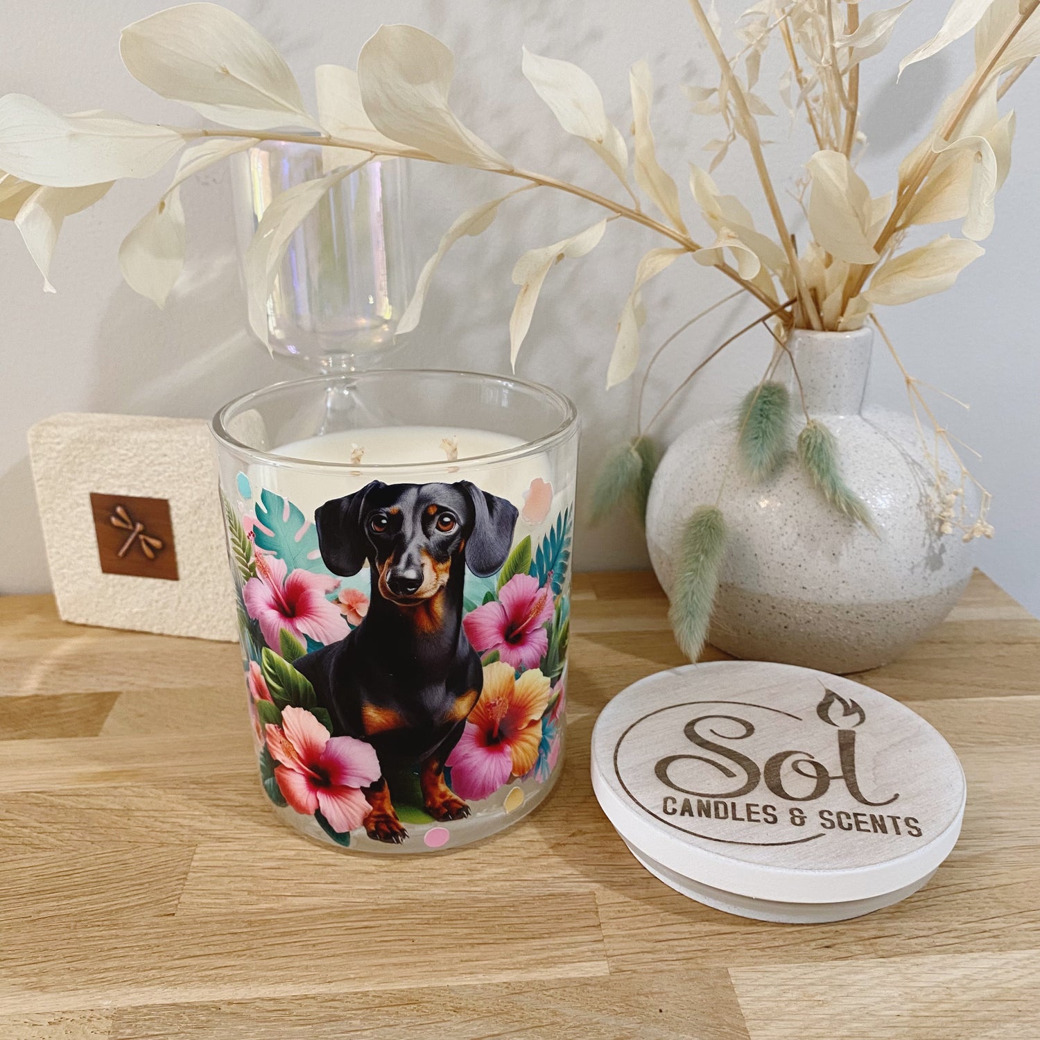 Dachshund Smooth Black Tan Xlarge Candle_Refillable