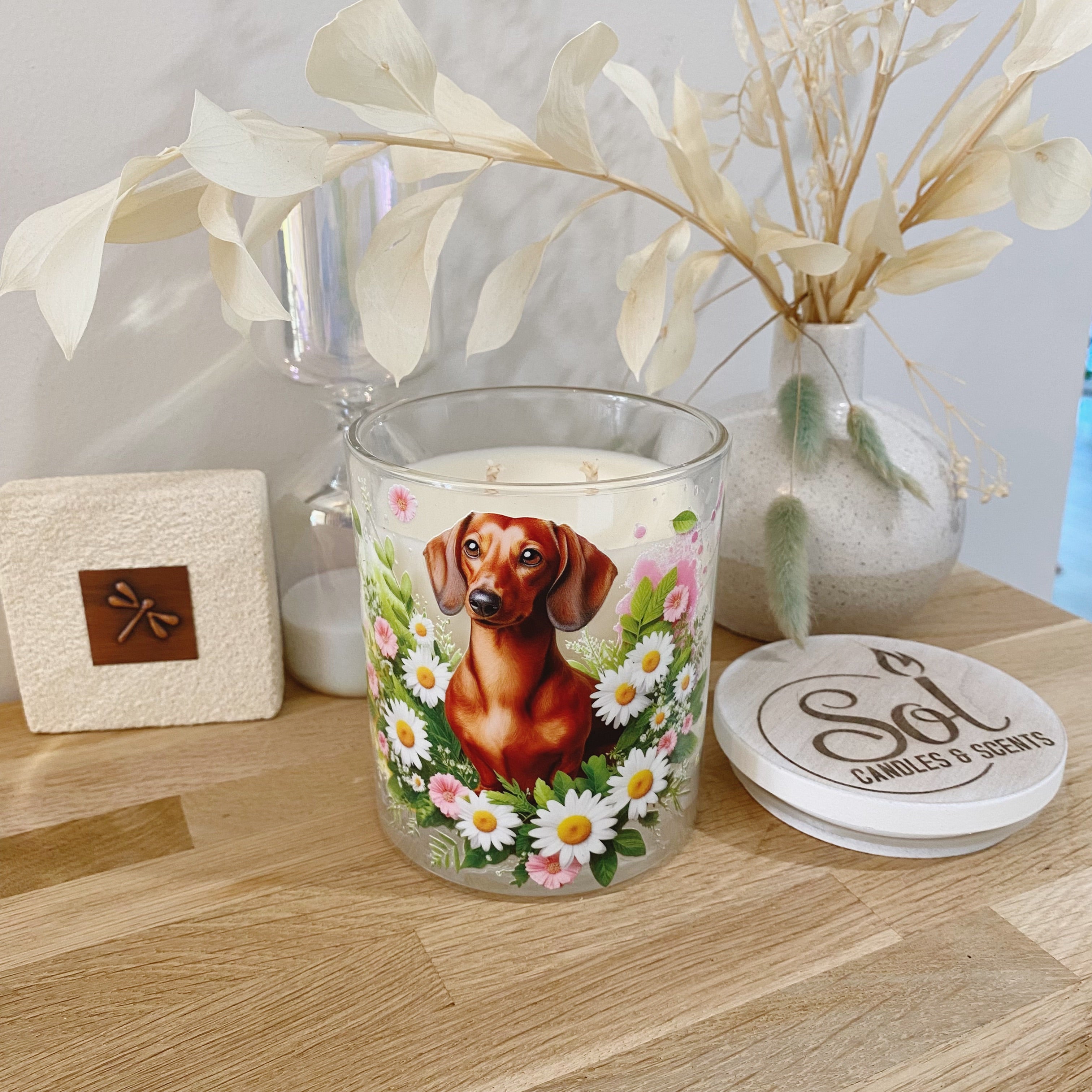 Dachshund Smooth Red Xlarge Candle_Made in Queensland