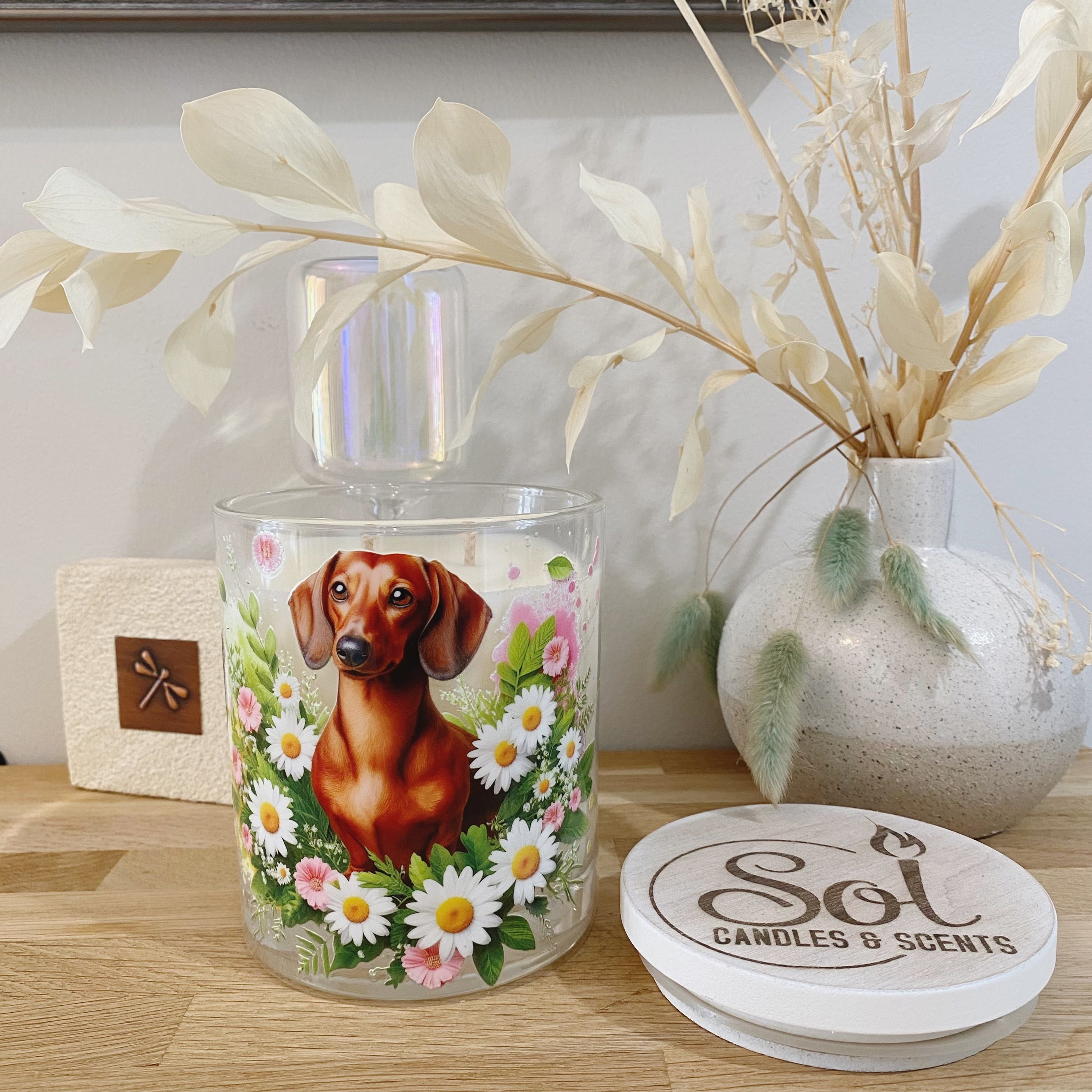 Dachshund Smooth Red Xlarge Candle_Made in Australia 