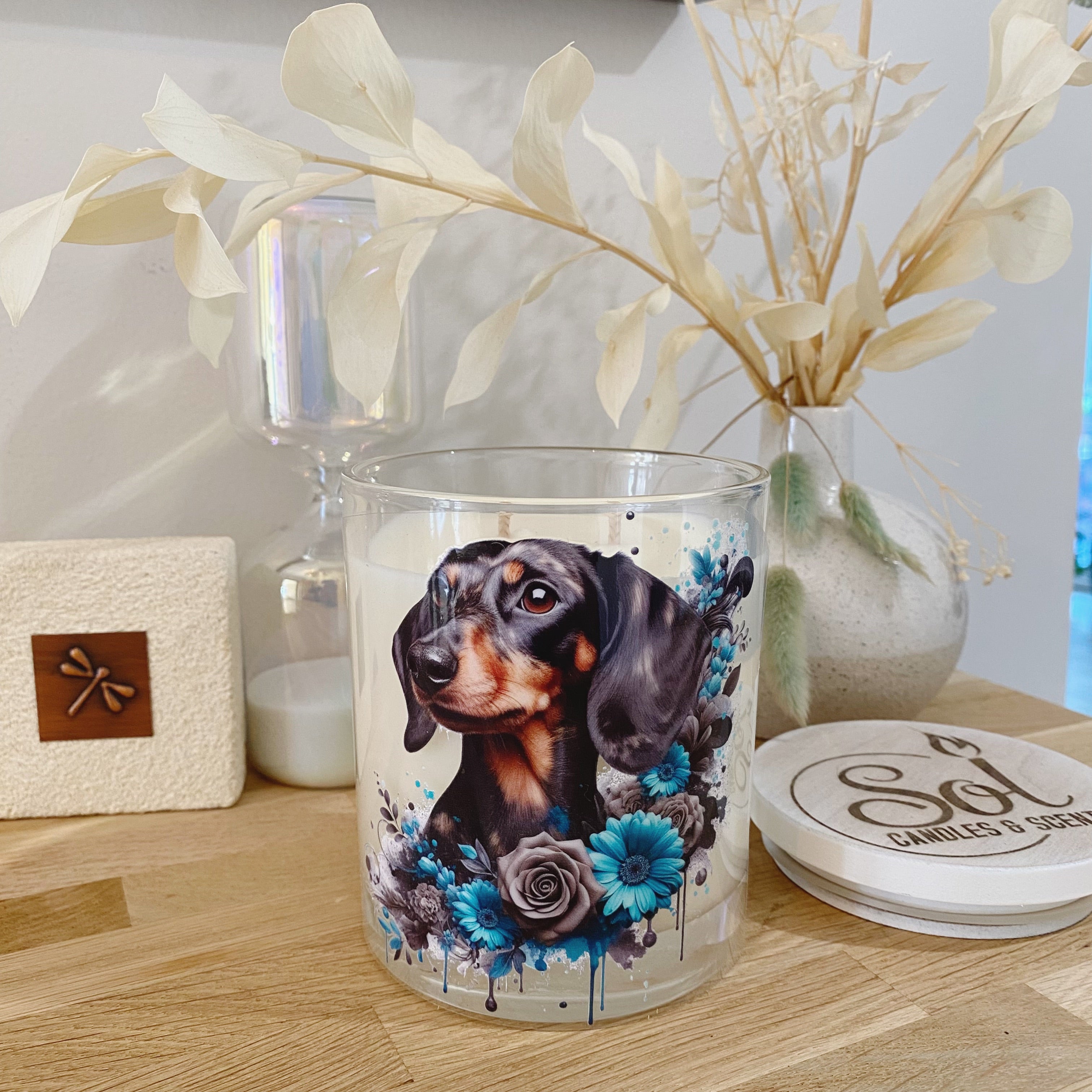 Dachshund Smooth Turquoise Xlarge Candle_Refillable