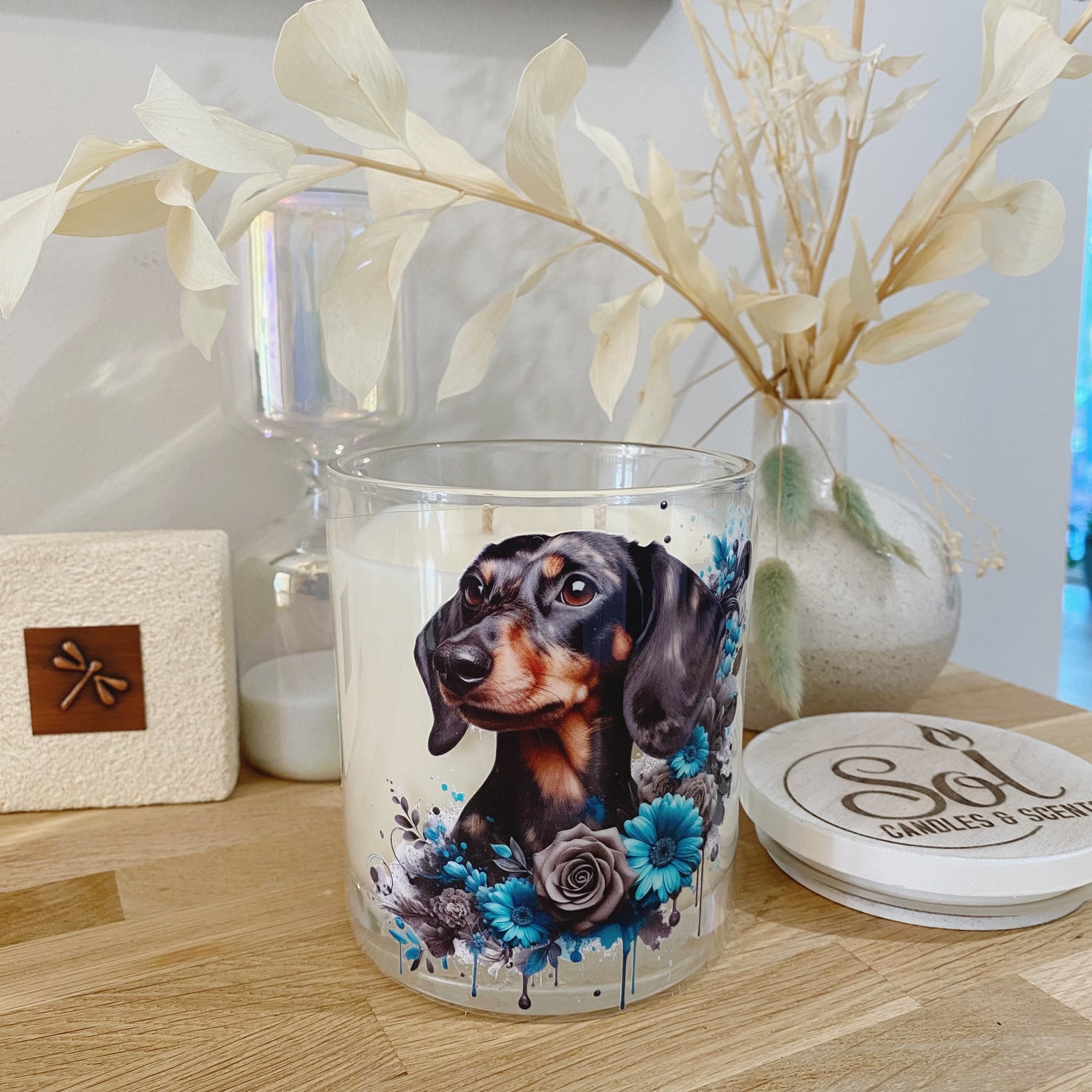 Dachshund Smooth Turquoise Xlarge Candle_Refillable