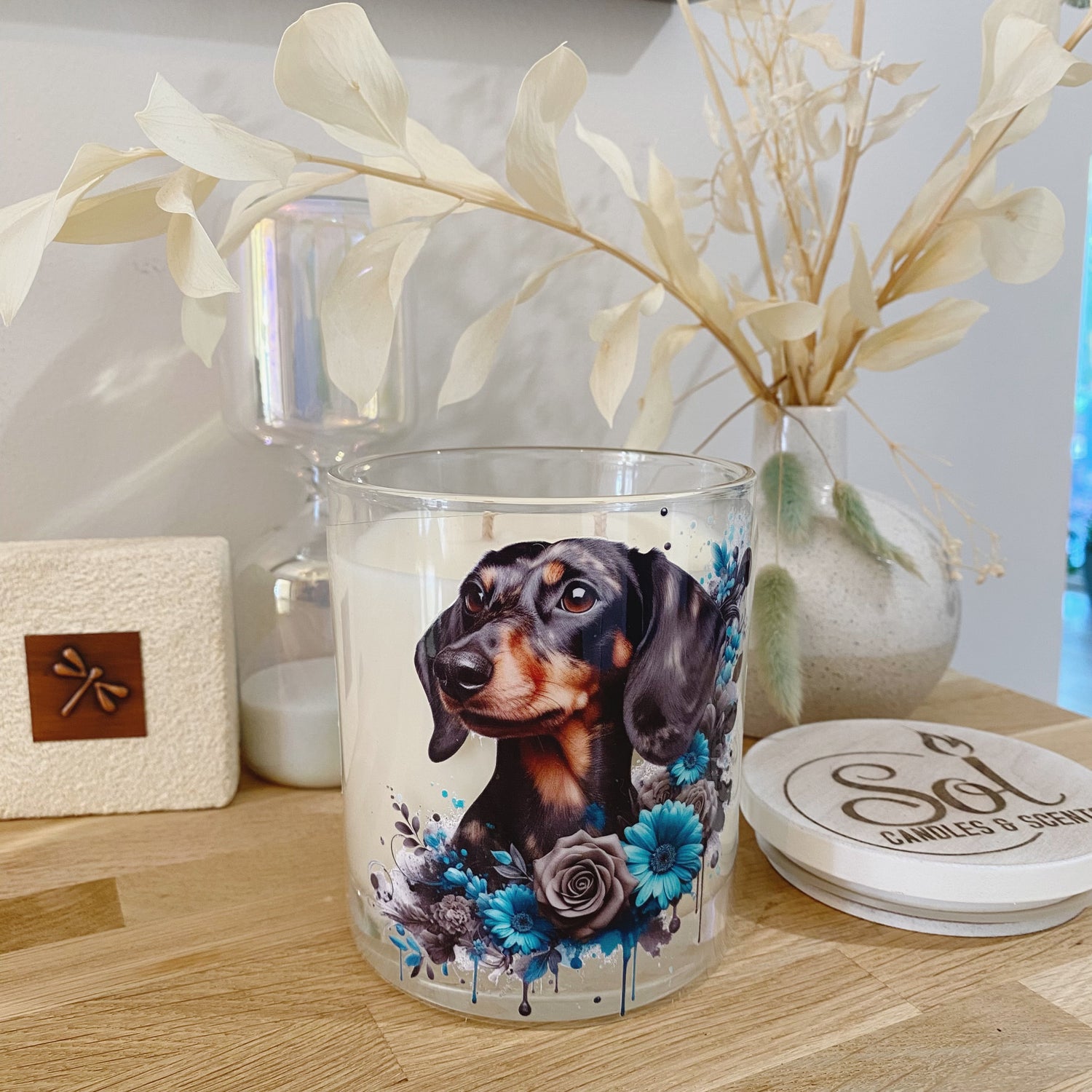 Dachshund Smooth Turquoise Xlarge Candle_Refillable_Made in Queensland