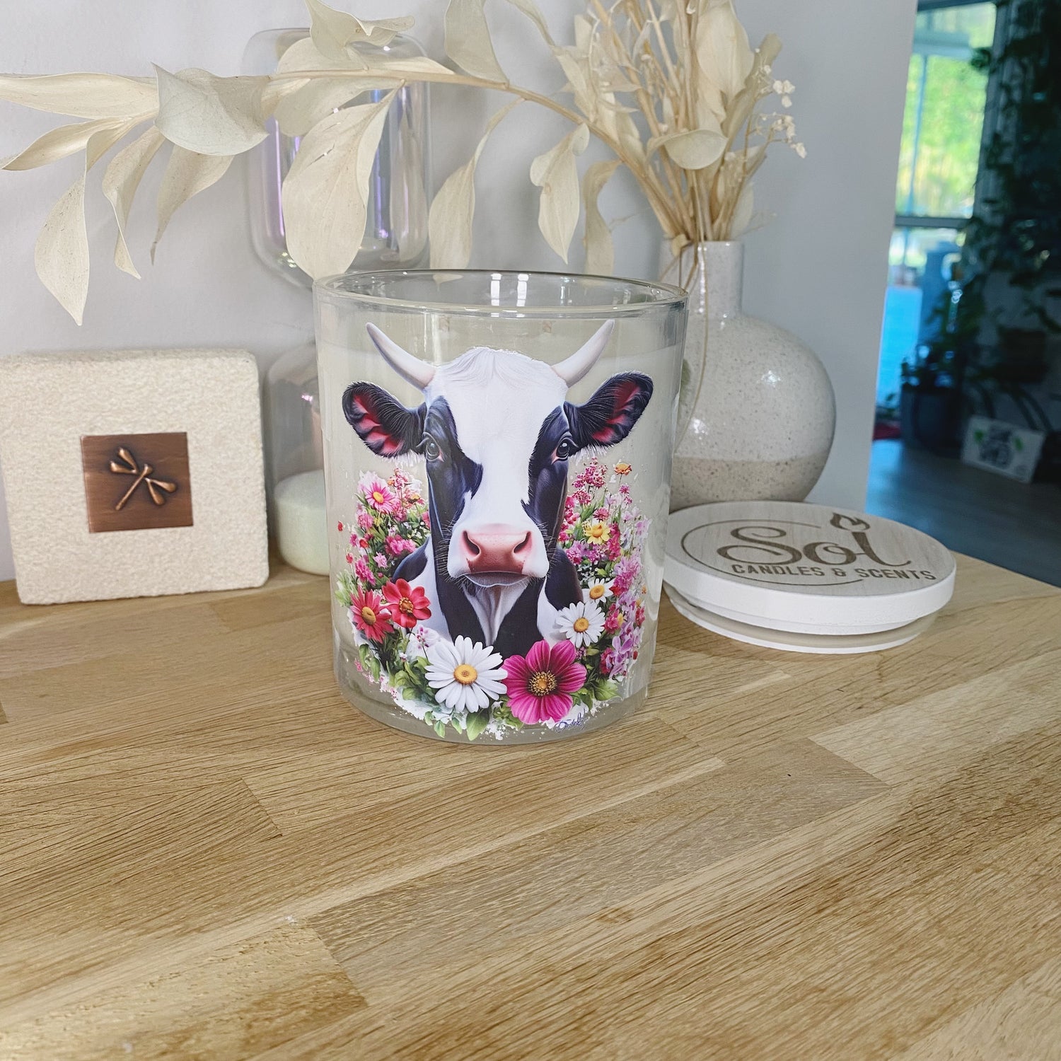 Dairy Cow Floral Horns Candle_Sol Candles &amp; Scents