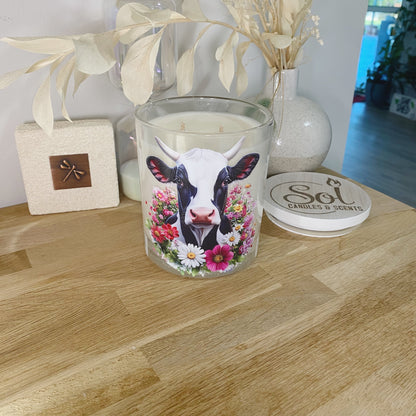 Dairy Cow Horn Floral Xlarge Candle