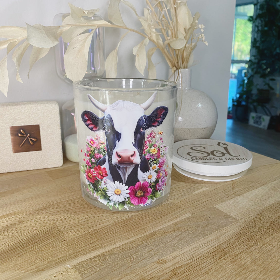 Dairy Cow Horn Floral Xlarge Candle
