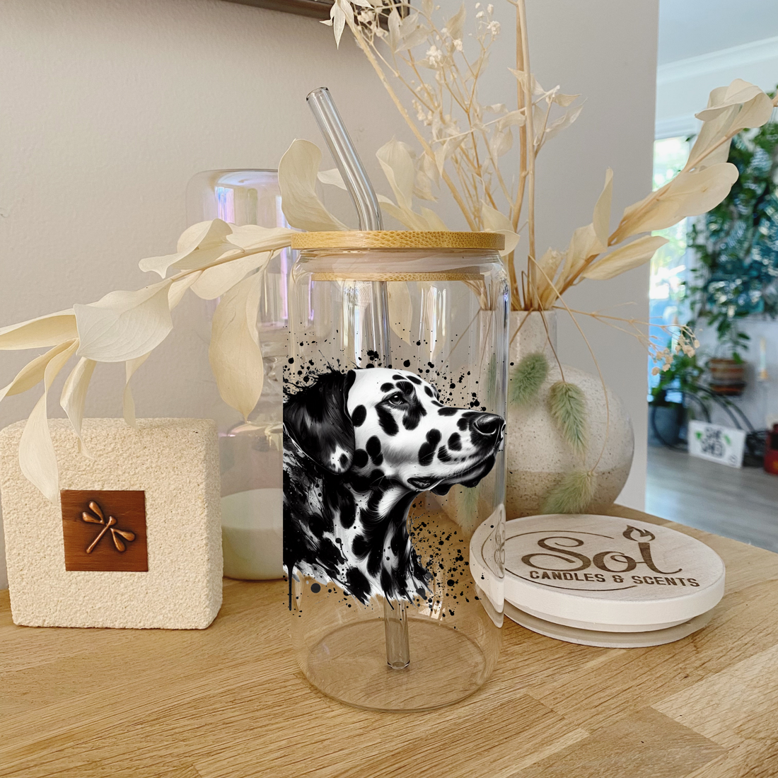 Dalmatian Ink Splash Glass