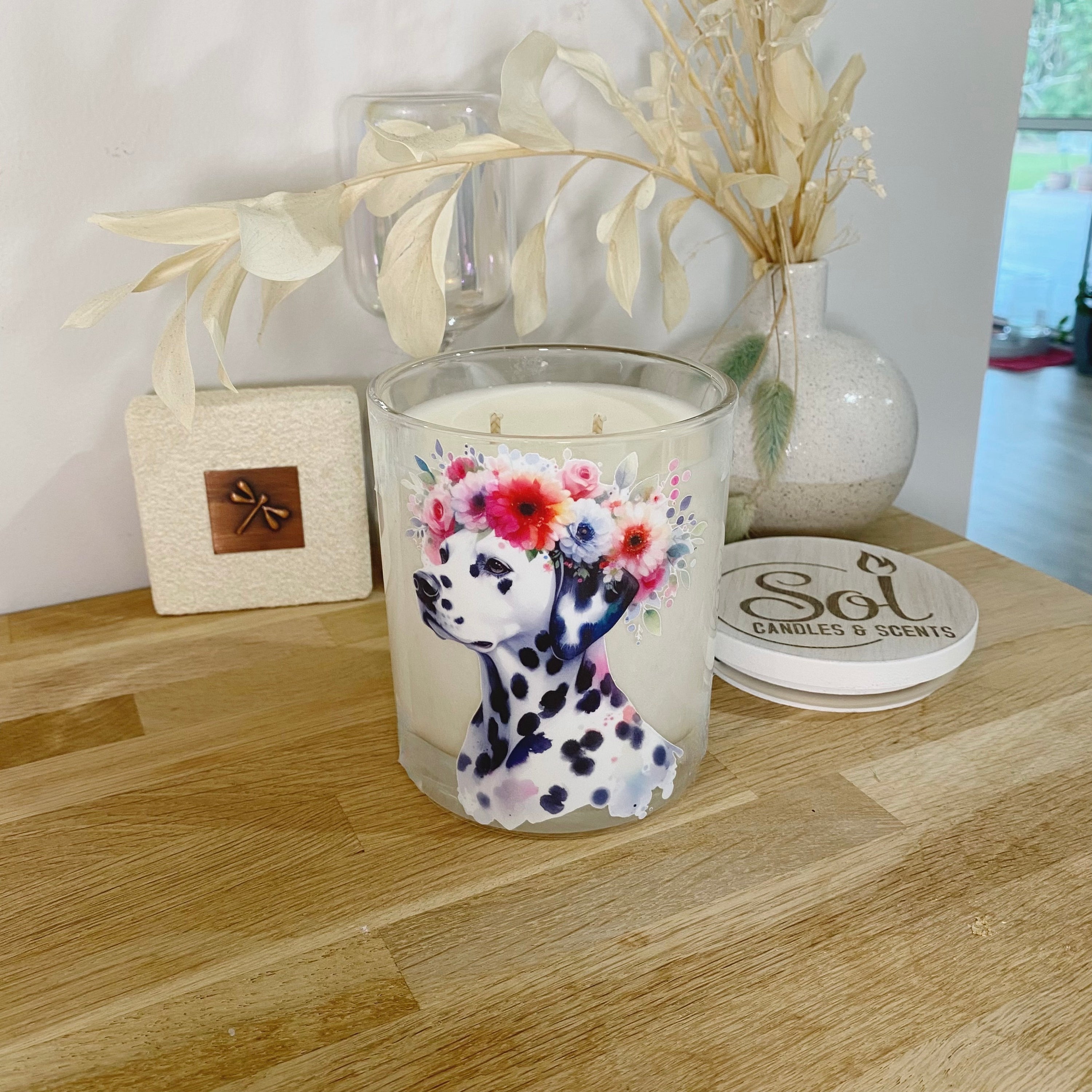 Dalmatian Floral Headband Xlarge Candle
