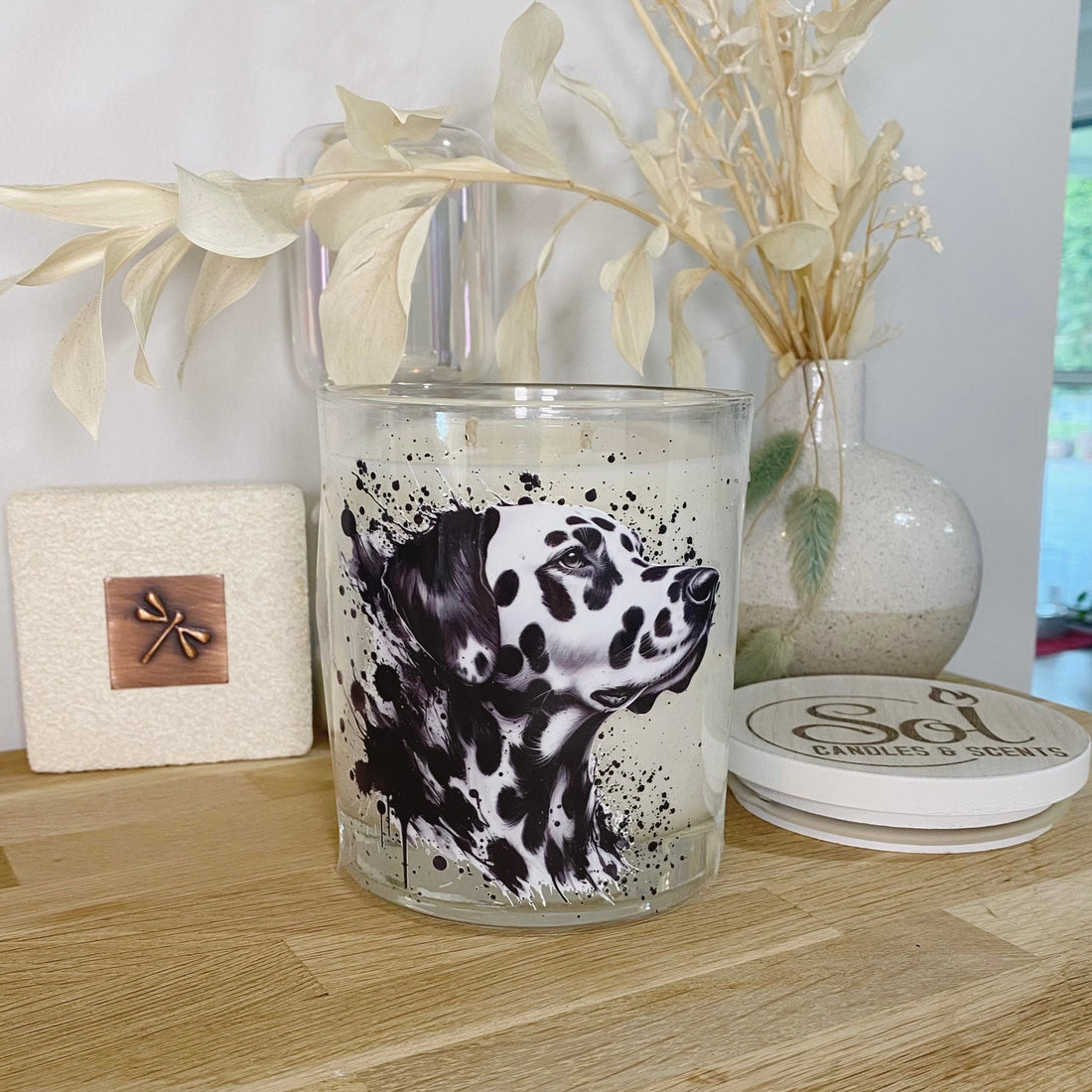 Dalmatian Ink Dog Candle_Sol Candles &amp; Scents