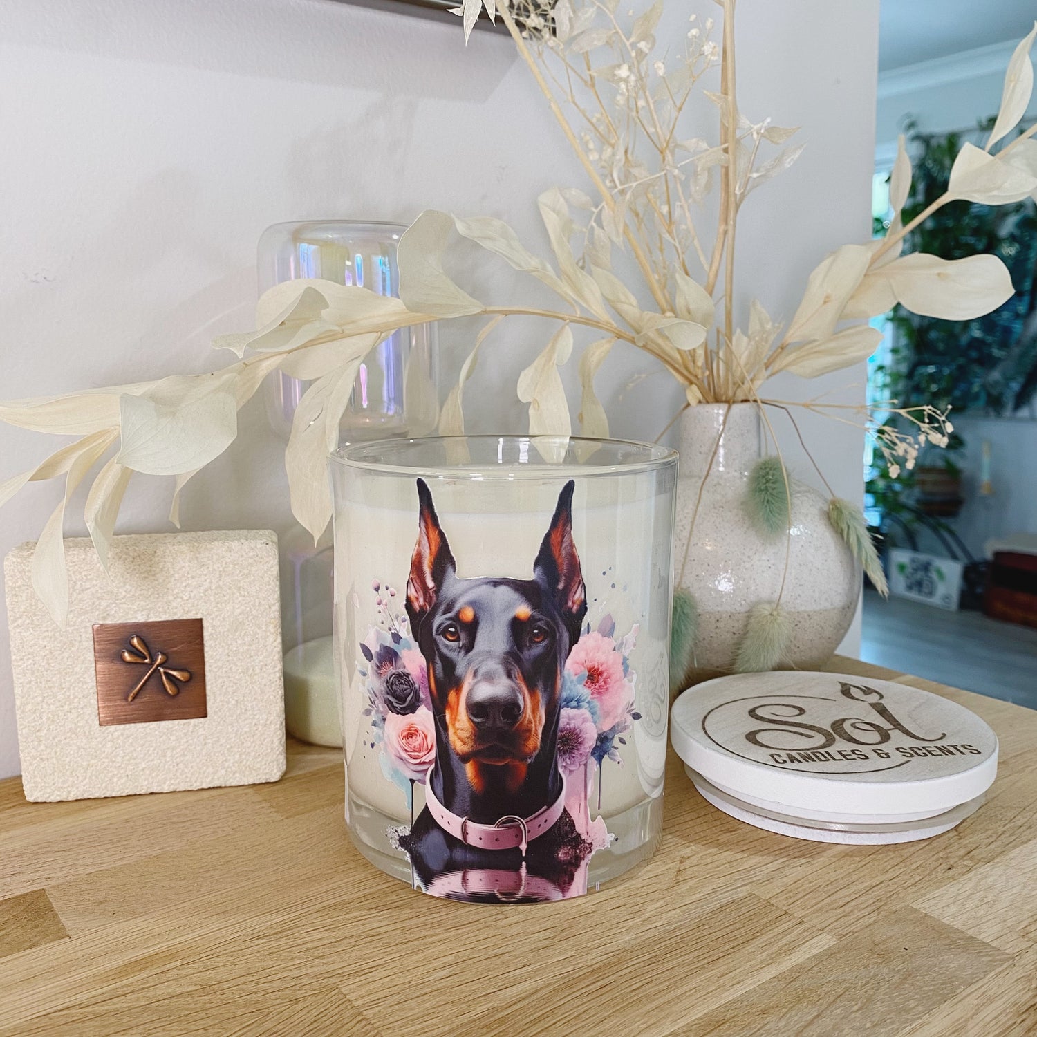 Doberman Pink Floral Xlarge Candle_Sol Candles &amp; Scents