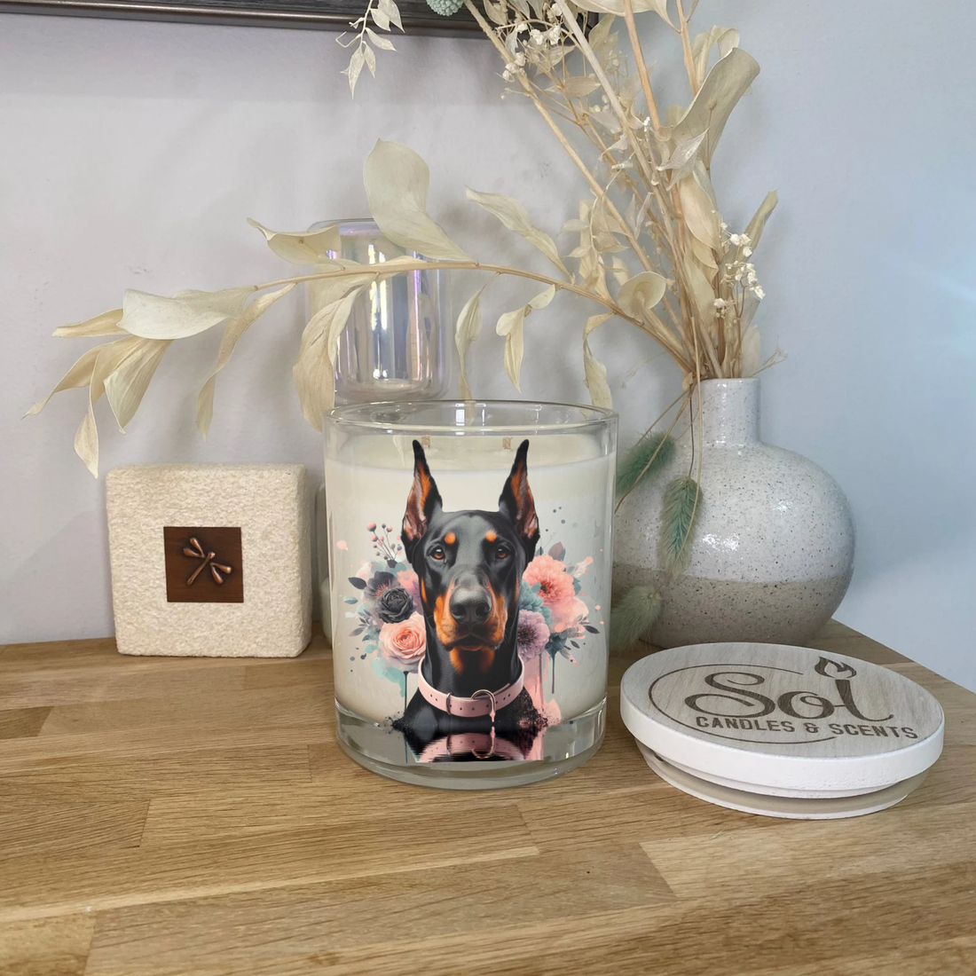 Doberman Pink Floral Xlarge Candle_Sol Candles &amp; Scents
