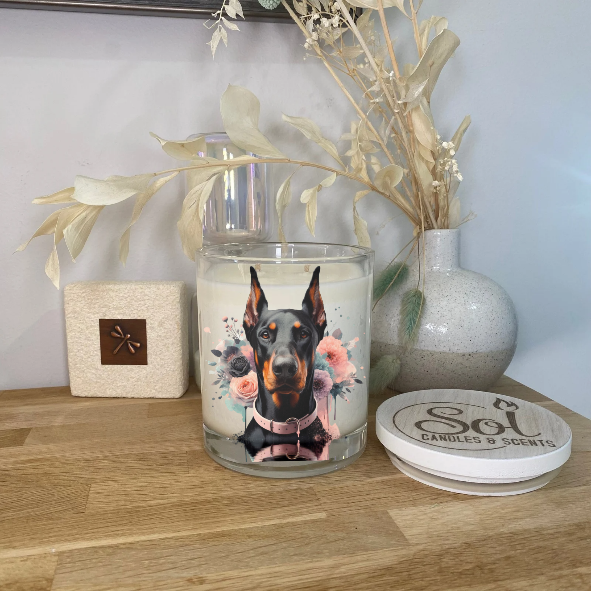 Doberman Pink Floral Xlarge Candle_Sol Candles &amp; Scents