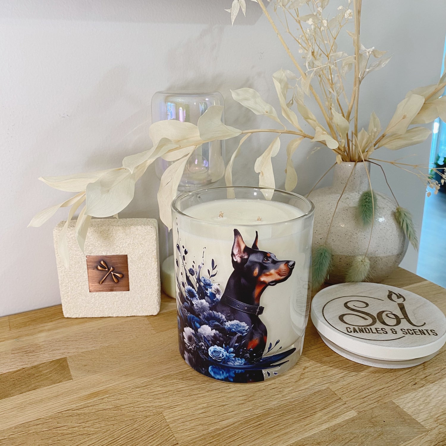 Doberman Side Profile Xlarge Candle_Perfect Gift