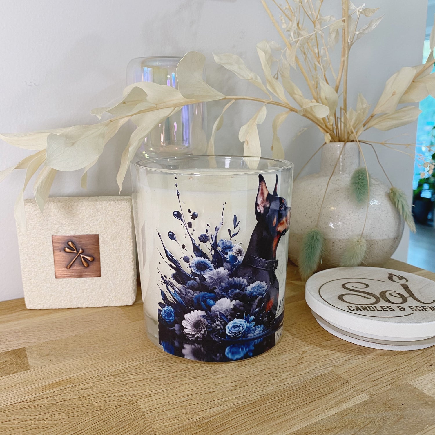 Doberman Dog Xlarge Candle_Refillable_Dog Lover