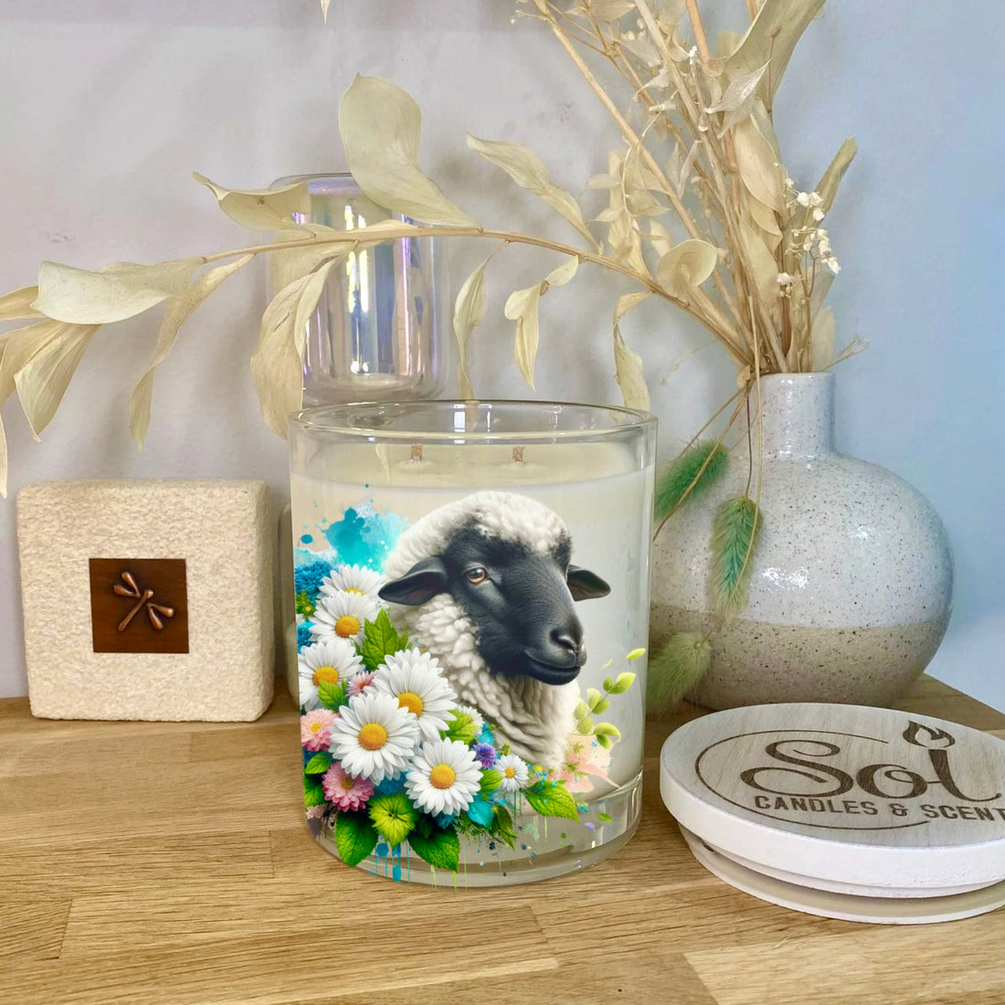 Sheep Floral Xlarge Candle