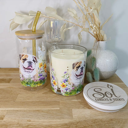 English Bulldog Floral Giftset_Sol Candles &amp; Scents