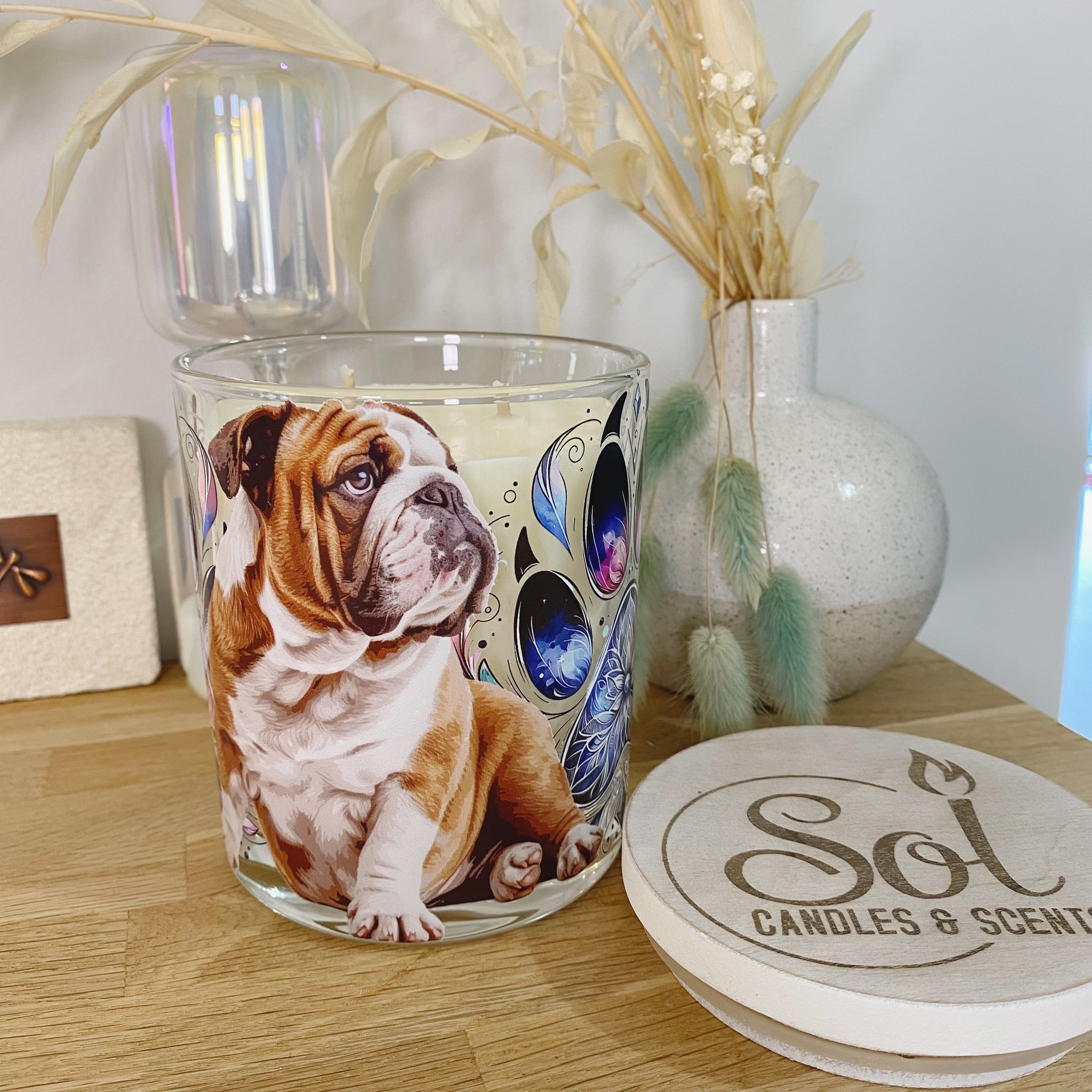 English Bulldog Paws Candle