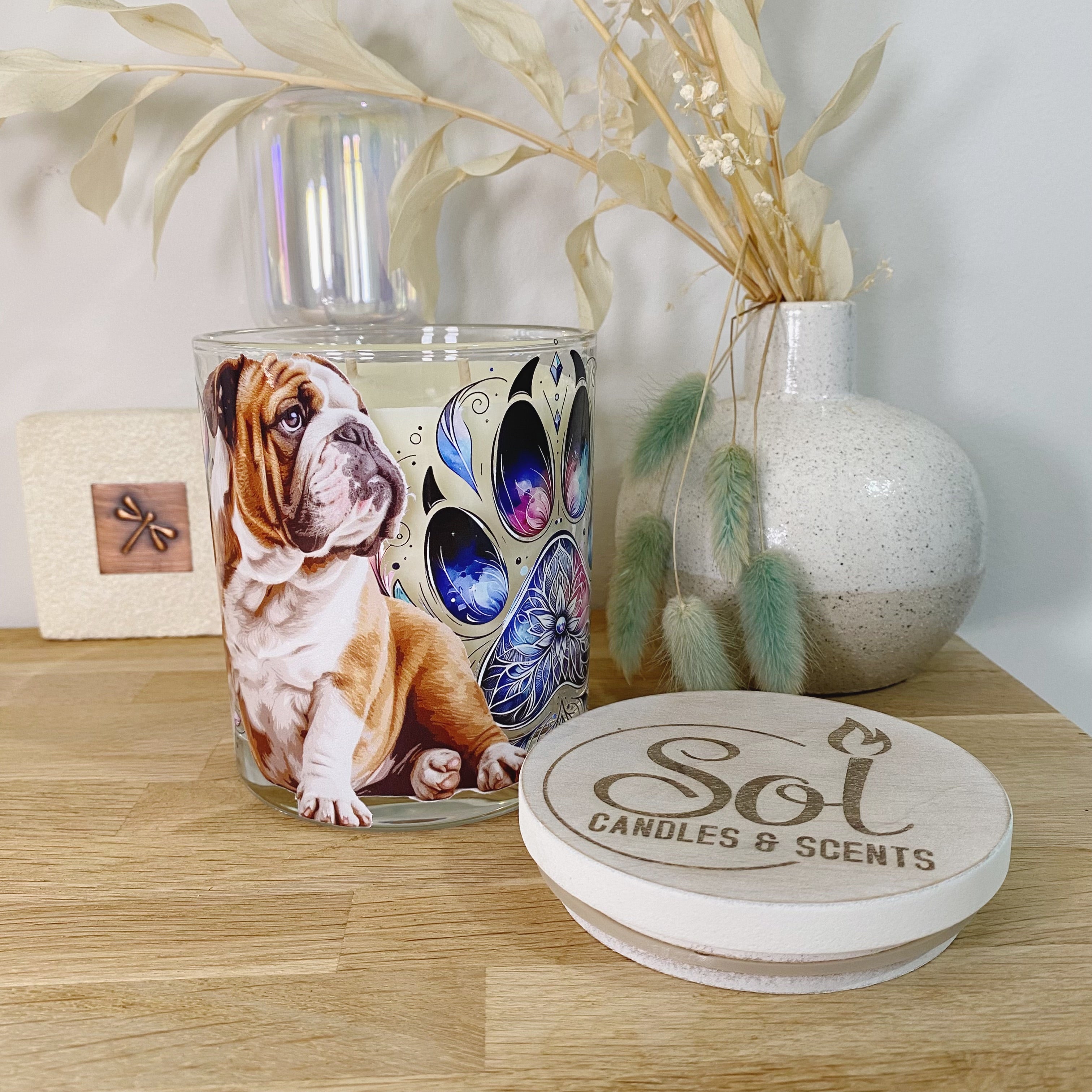 English Bulldog Paws Candle