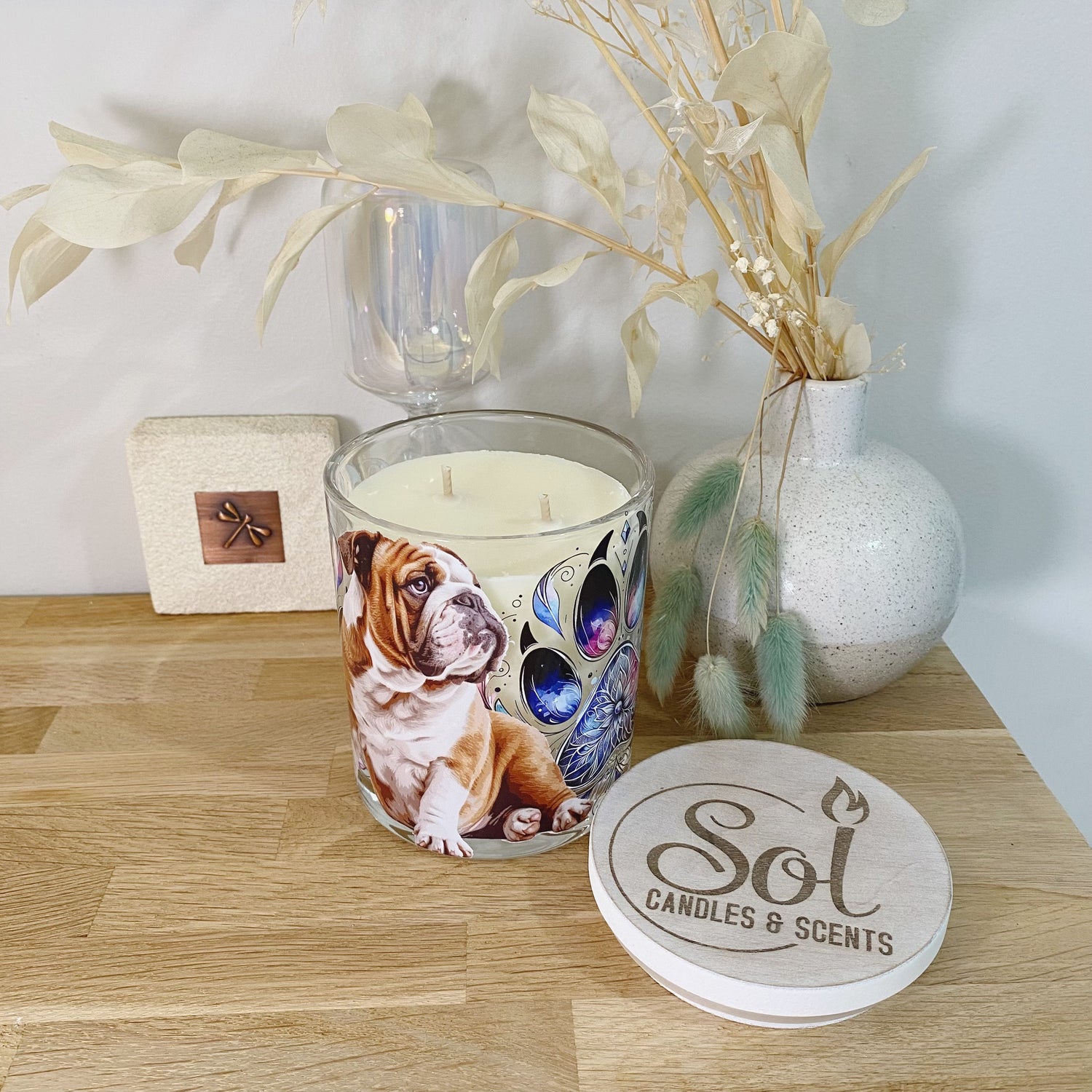 English Bulldog Paws Candle