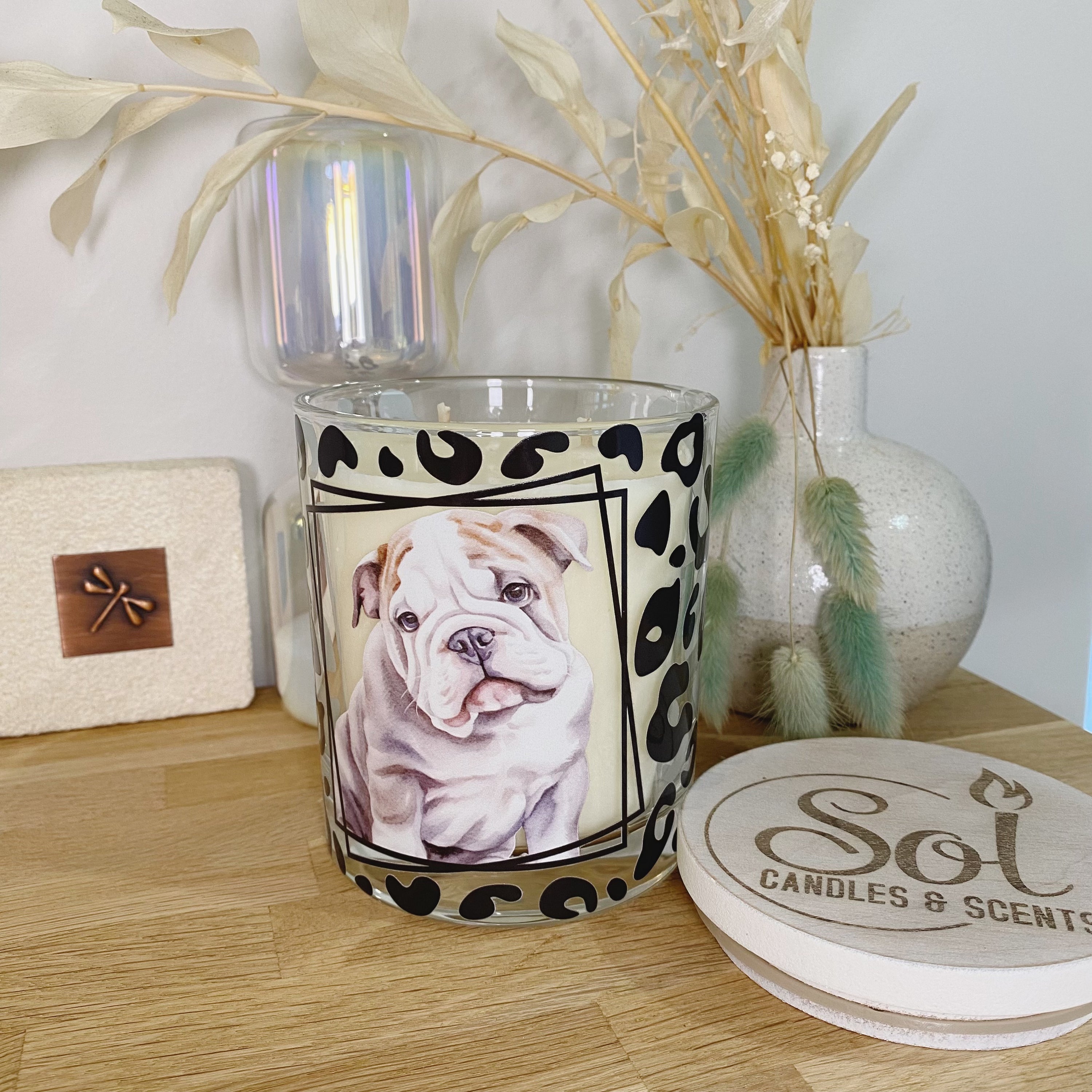English Puppy Bulldog Candle