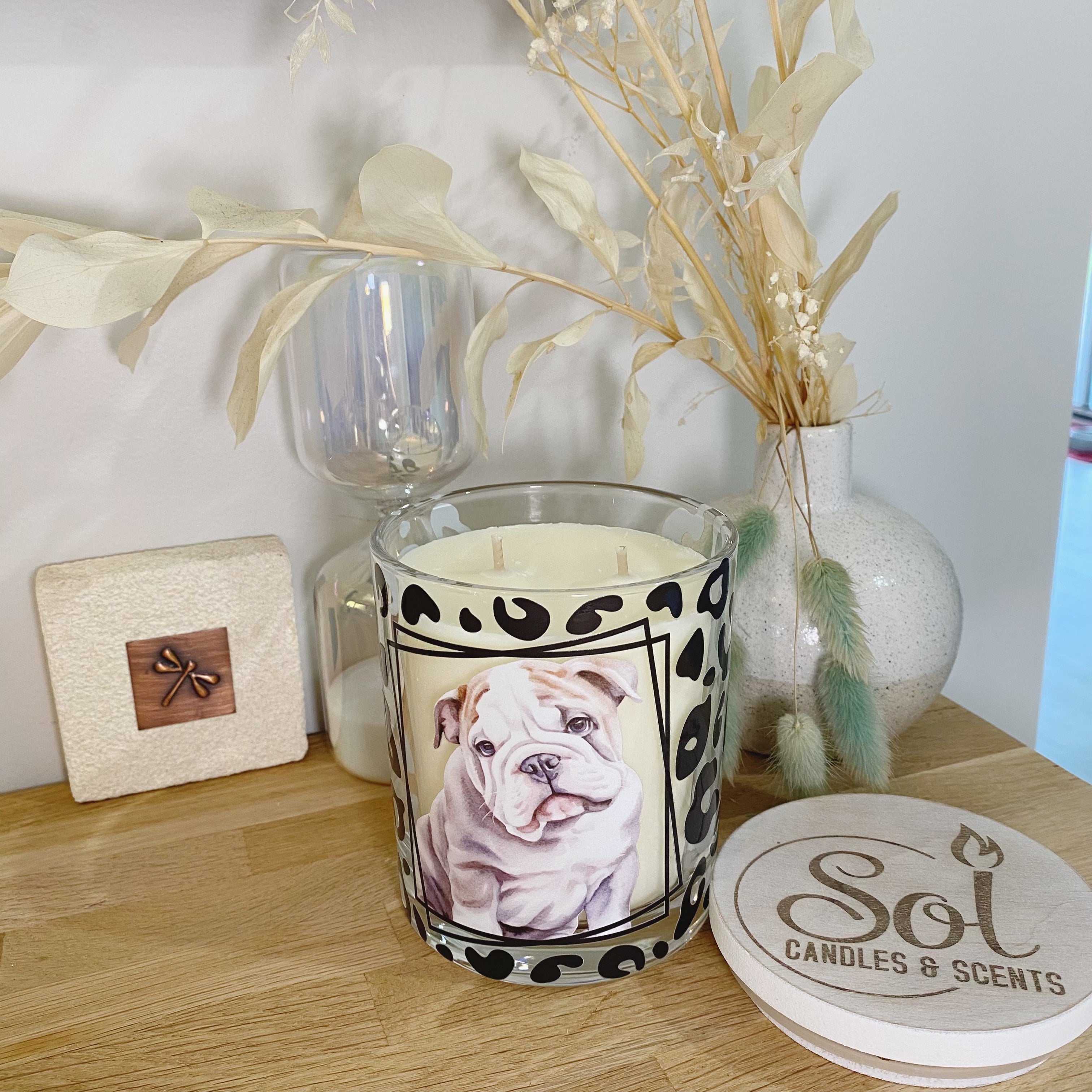 English Puppy Bulldog Candle