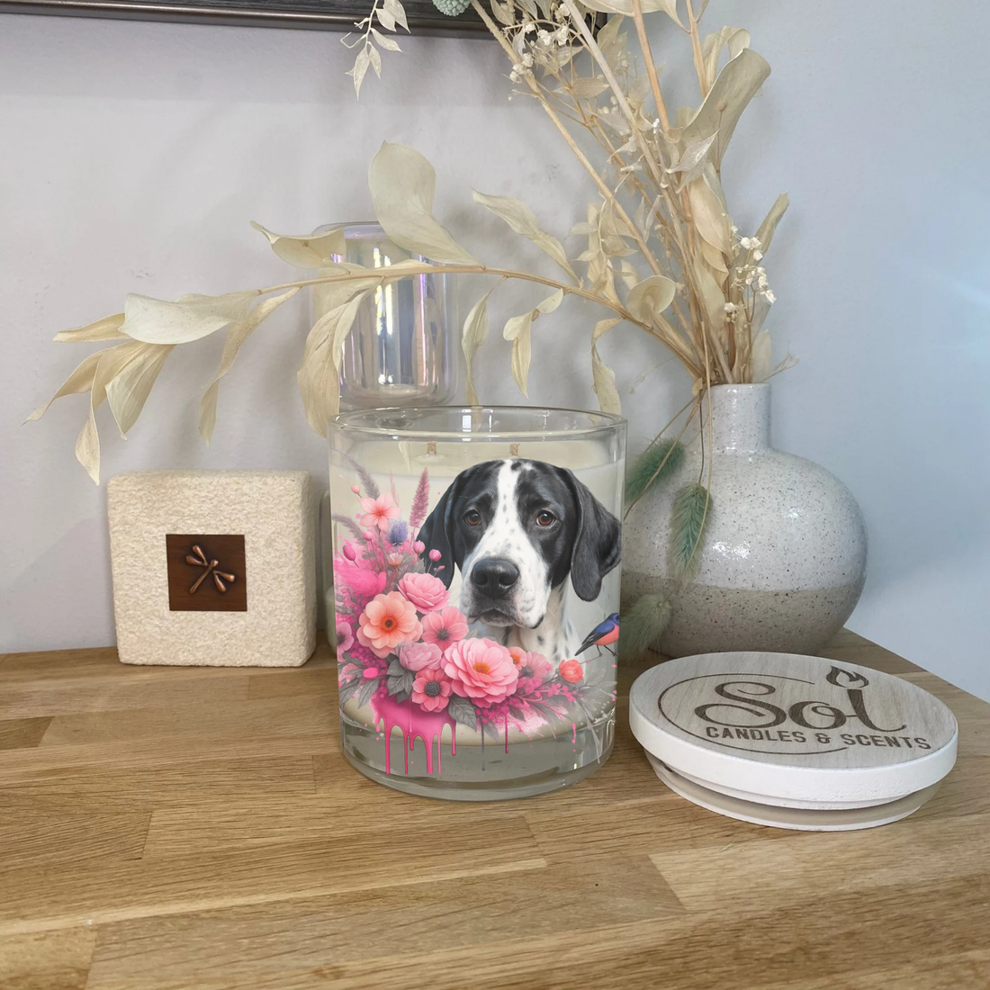 English Pointer Pink Xlarge Candle