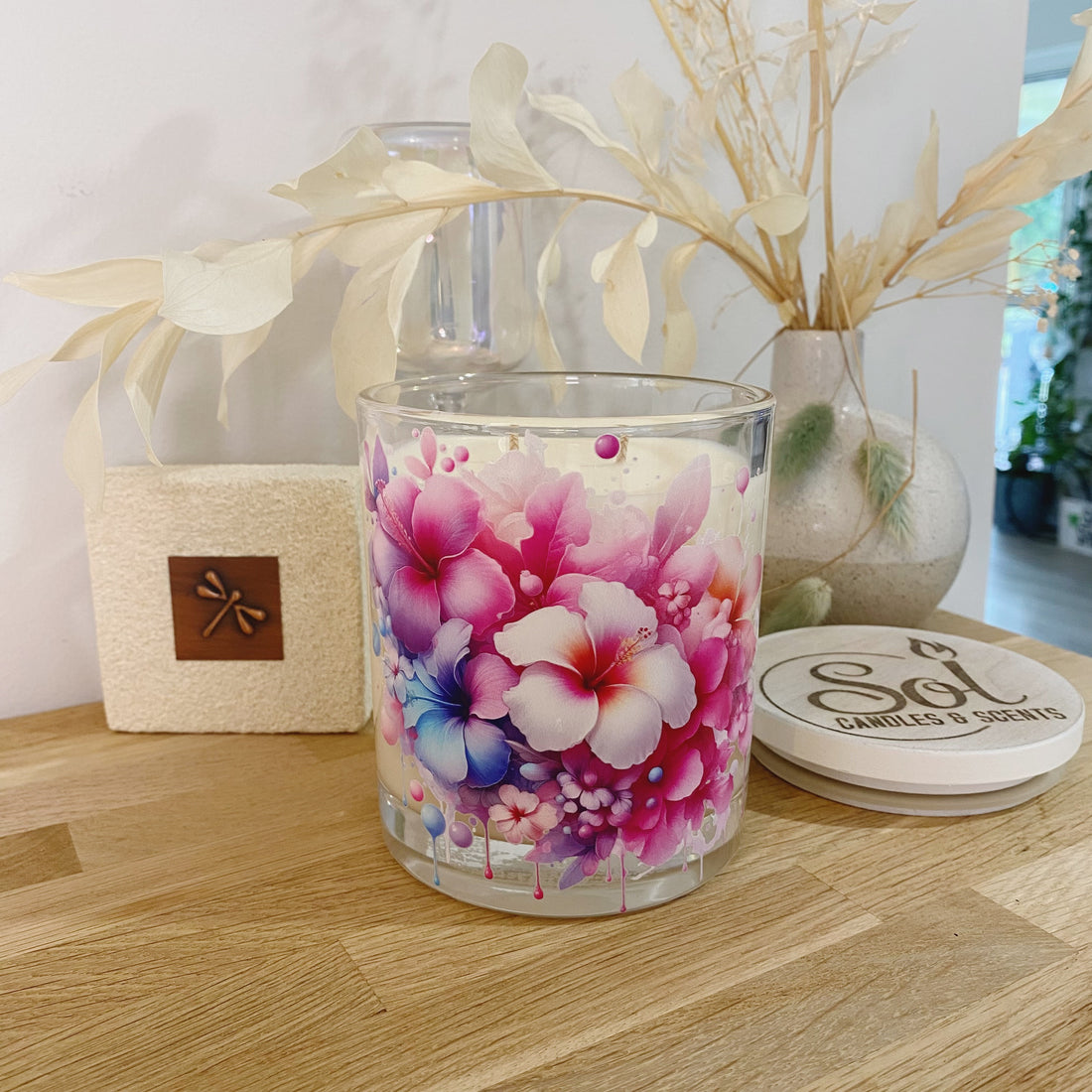 Floral Hibiscus Xlarge Candle