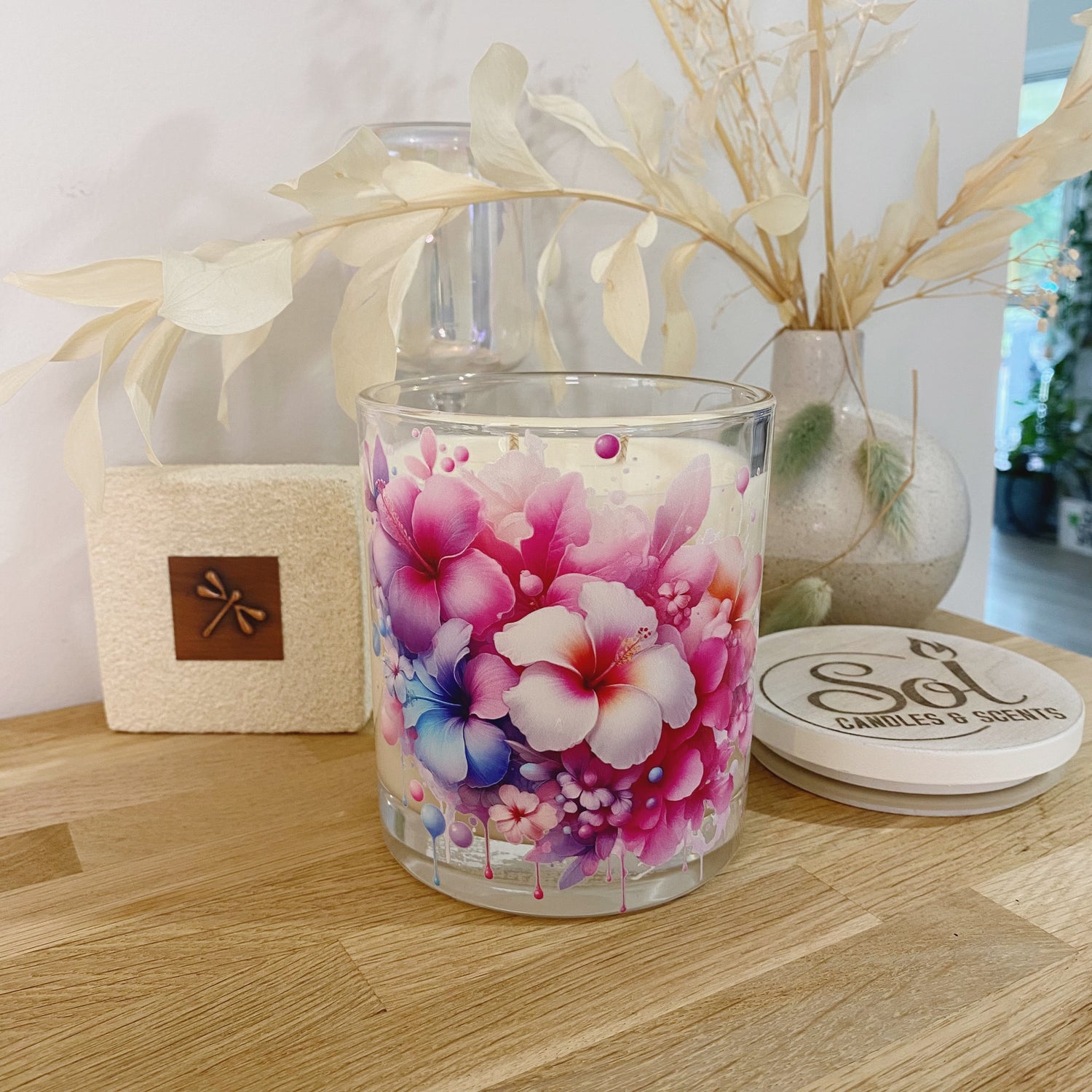 Floral Hibiscus Xlarge Candle