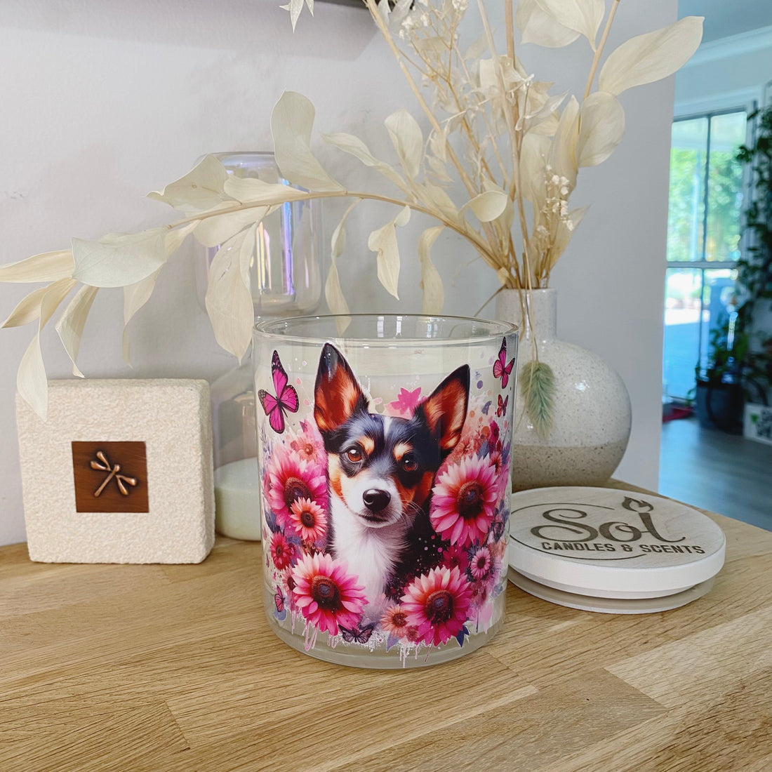 Fox Terrier Cross Pink Xlarge Candle_Sol Candles &amp; Scents